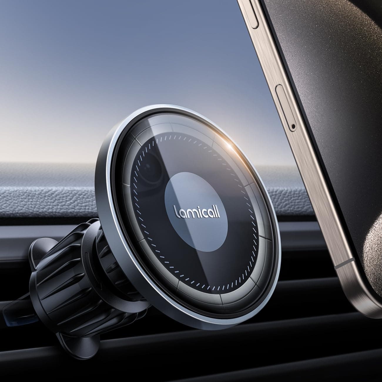 Lamicall Handyhalterung Auto für MagSafe Autohalterung - [2026 HD-Glas-Platte] Stark Magnetische Handyhalter Auto Lüftung, KFZ Handy Halterung Magnet für iPhone 17 16 15 14 13 Pro Max, Alle Smartphone