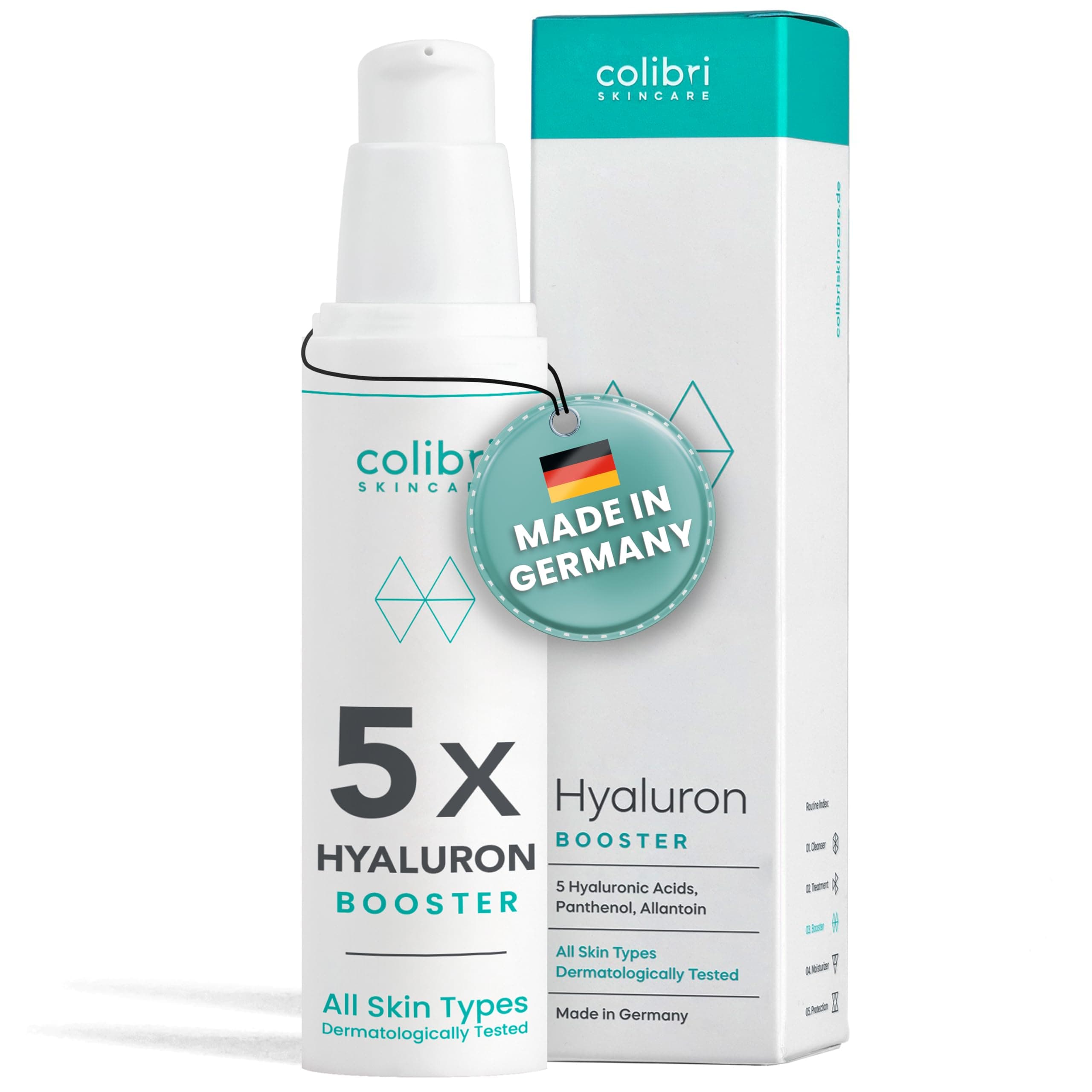 colibri skincare Hyaluron Booster 50ml - Hyaluron Serum hochdosiert - Anti Aging Serum Gesicht - Hyaluronsäure Gesichtspflege - Feuchtigkeitsserum für Männer und Frauen - Made in Germany