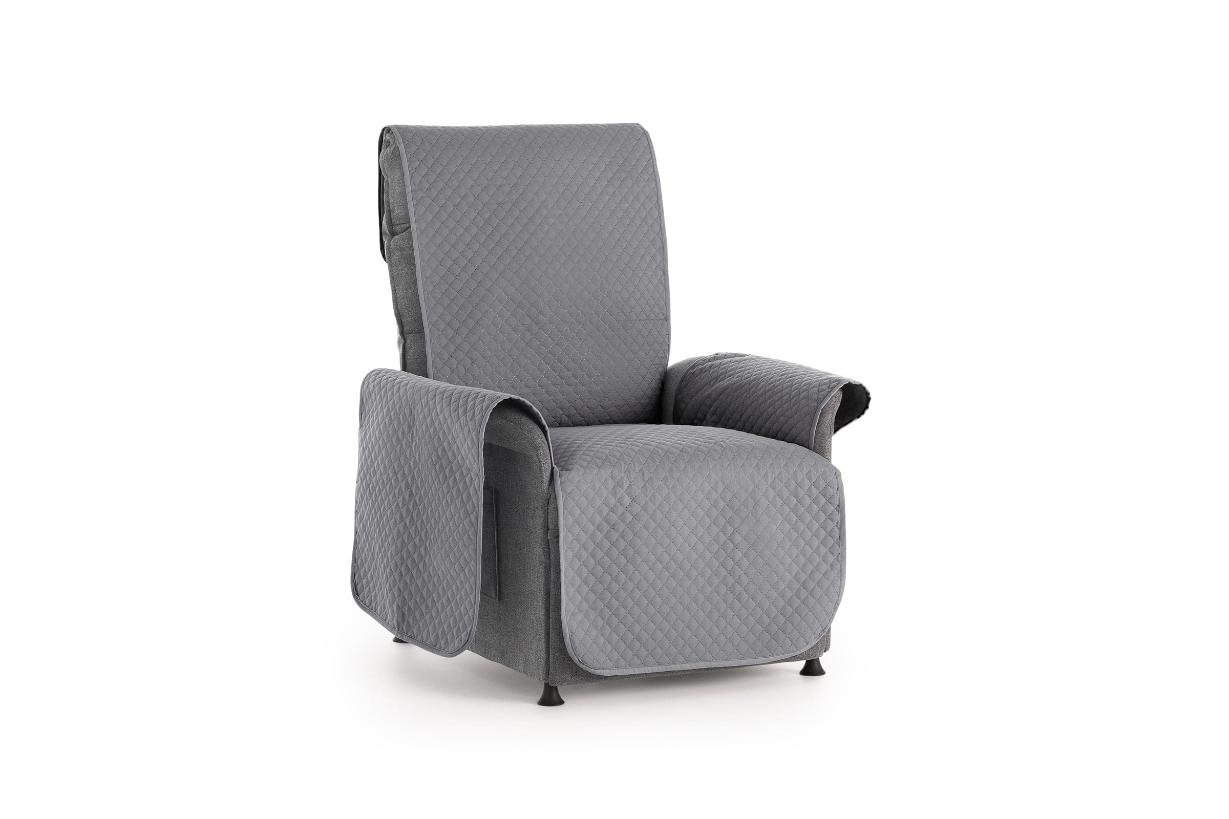 Textilhome Copripoltrona Relax Reclinabile 1 Posto Adele – Salvadivano Trapuntato Reversibile Universale Gray | Copri Poltrona Antigraffio per Gatti, Antimacchia