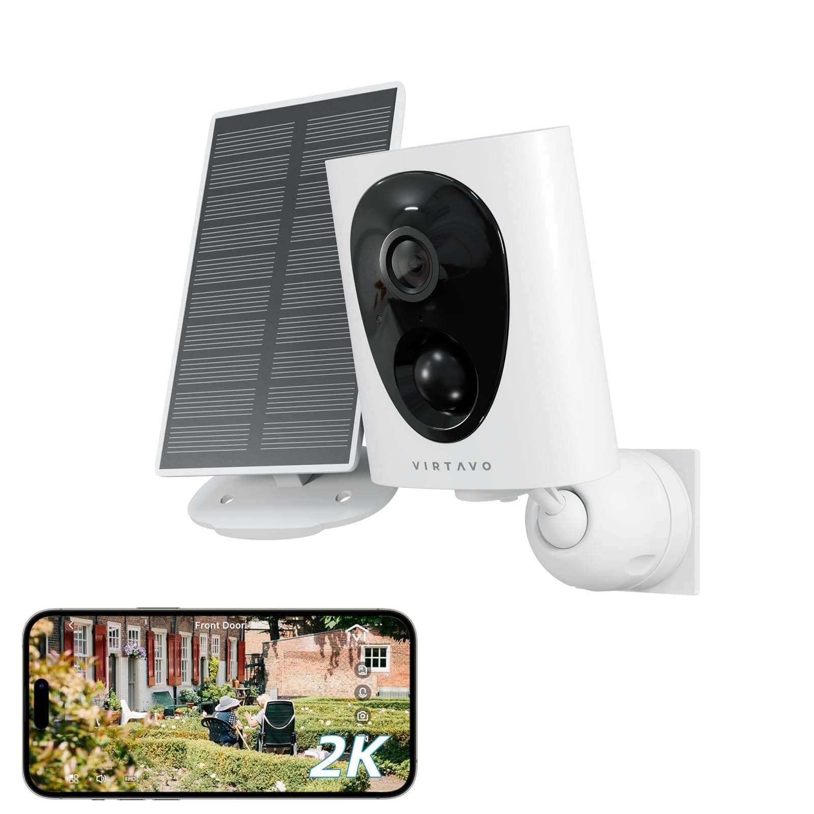 virtavo Cámara de Seguridad 2K Exterior Inalámbrica, Batería Recargable, Lente Starlight con Visión Nocturna en Color, Acceso Remoto, Detección de Movimiento, Sirena, Intercomunicador de Voz