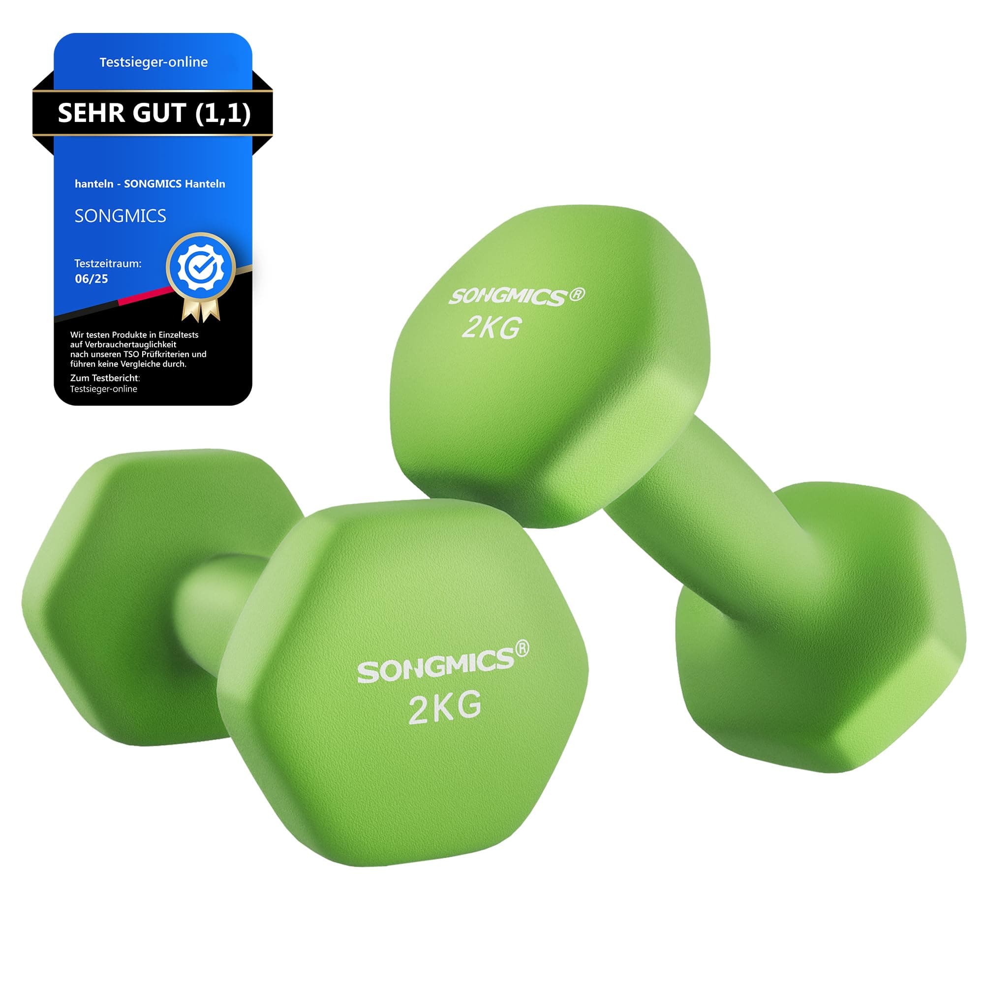 SONGMICS 2 Stück Hexagon Hanteln mit Neoprenbeschichtung für Krafttraining, Fitness, Zuhause