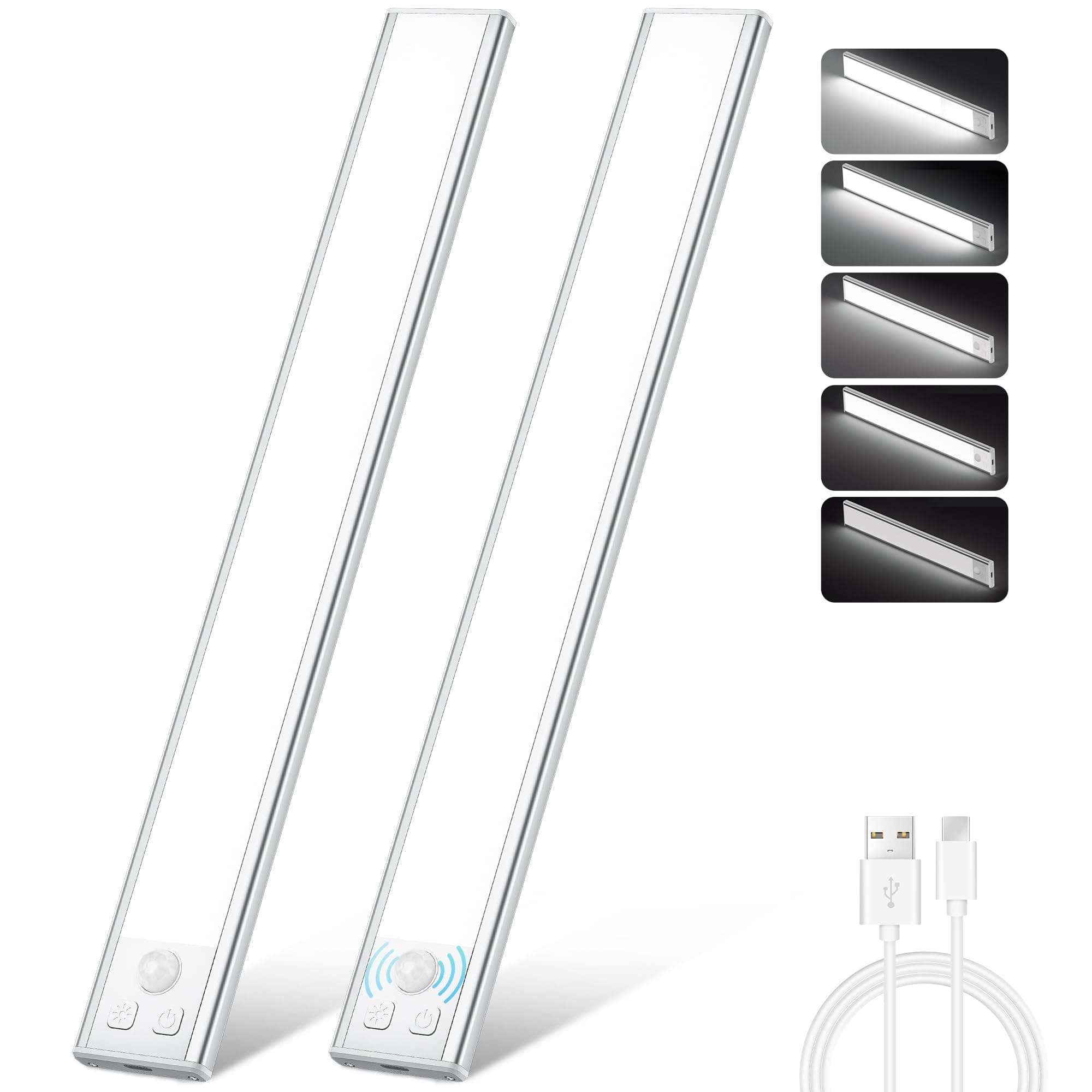 Ylatoial Luce Armadio LED, Armadio Led con Sensore di Movimento, USB Ricaricabile Magnetica Lampada, Dimmerabile Luce Led Sottopensile per Cucina Scale Corridoio Bagno Garage