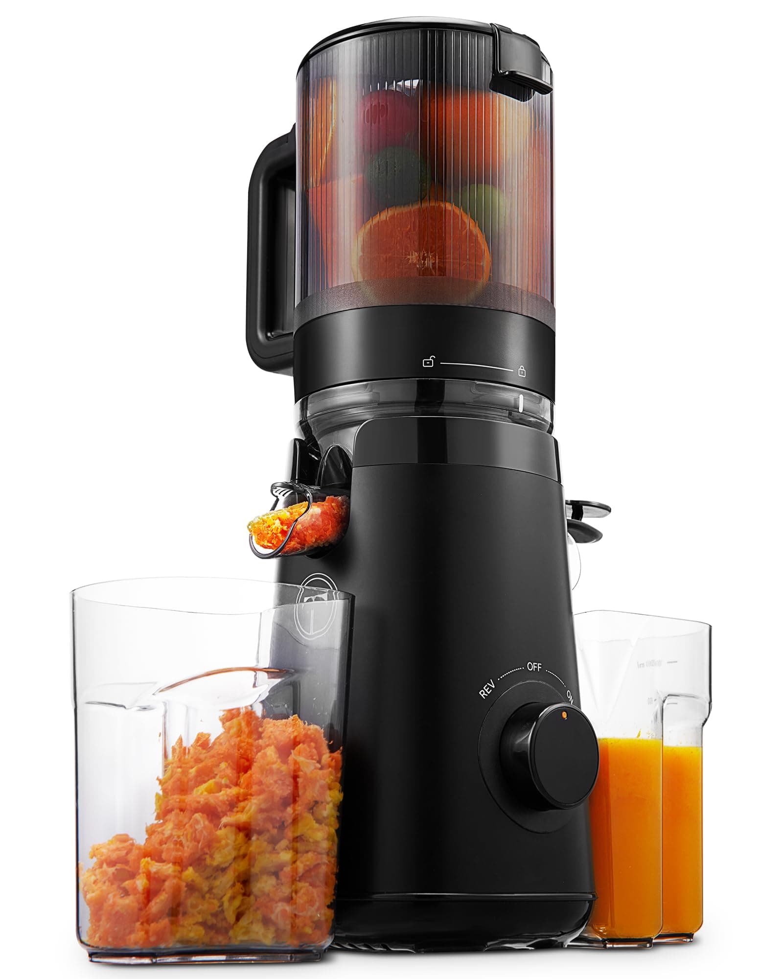 TUUMIIST Estrattore Frutta e Verdura 135 mm, 1,8 L Estrattore di Succo, Centrifuga Frutta e Verdura, 99% Nutrienti Preservati, Senza BPA, Nero