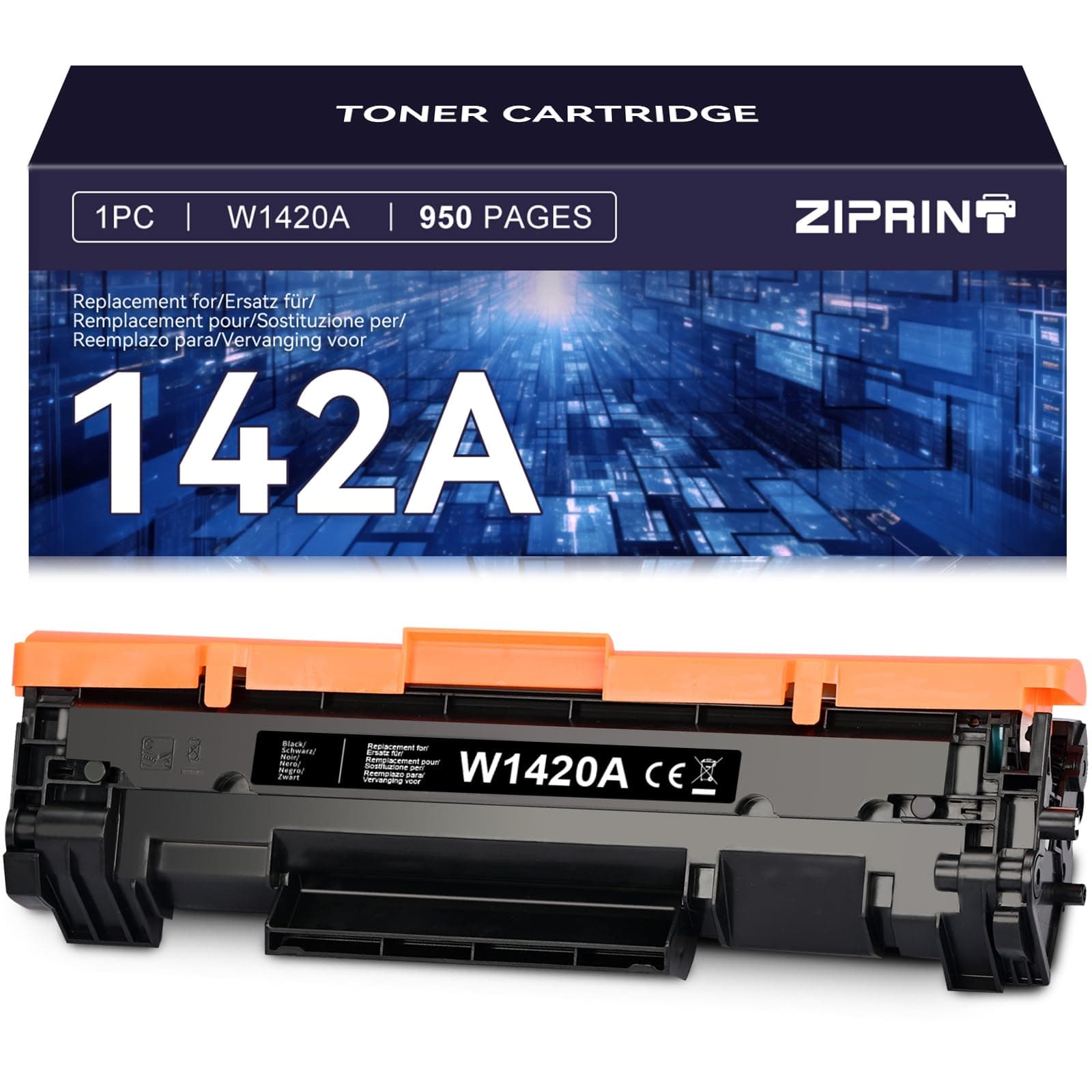 ZIPRINT 142A Toner di ricambio per HP142A W1420A 142X W1420X per Toner HP Laserjet M140we per TonerHP Laserjet M110we M110w MFP M140w M139we M139w (1 Nero,Nessun Chip)