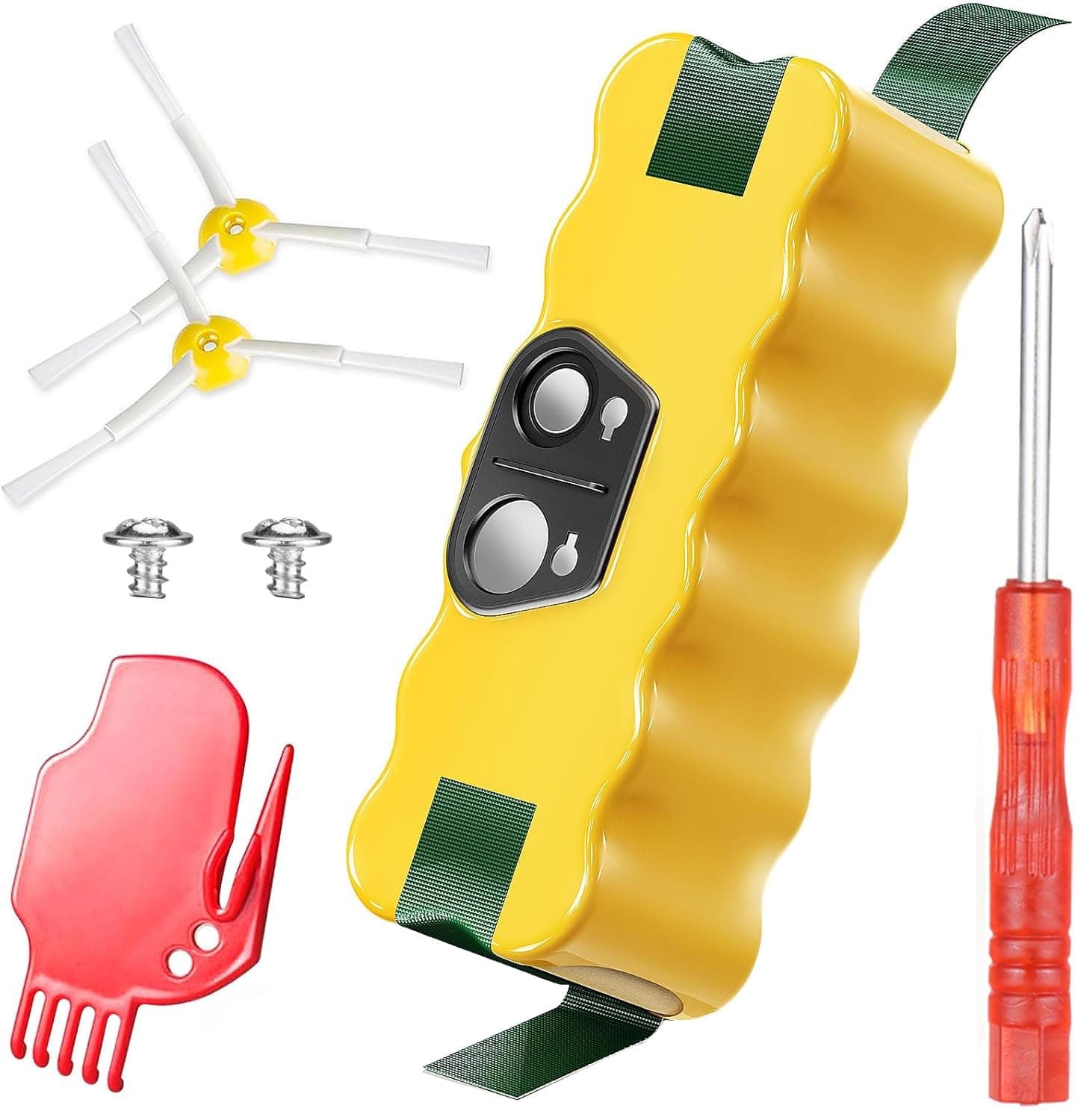 Morpilot 5500mAh Batterie pour iRobot Roomba 500 600 700 800 Séries et R3, Scooba 450 Aspirateur, 14.4V Ni-MH, avec 2 Brosses Latérales