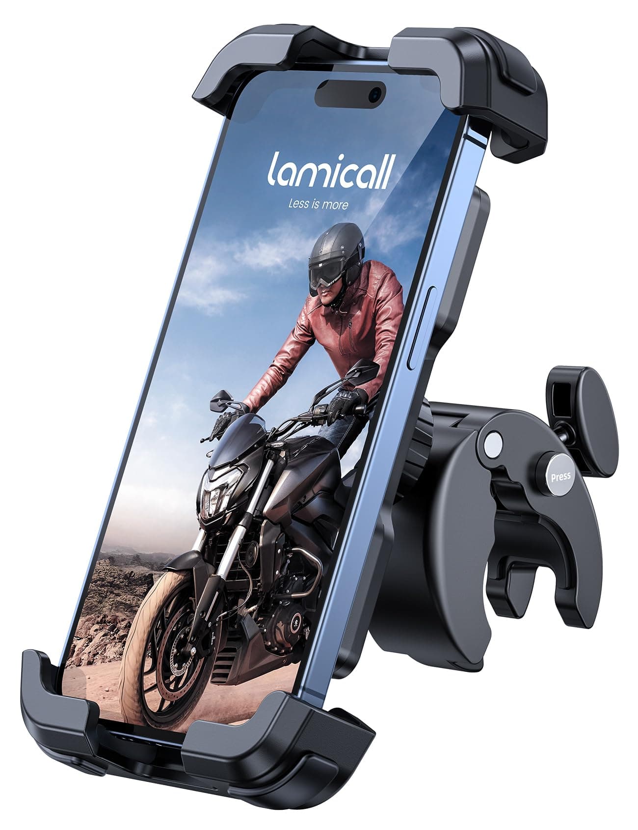 Lamicall Handyhalterung Motorrad, Handyhalter Fahrrad - 2026 Universal 360° Lenker Halter für iPhone 17 16 15 14 Pro Max Plus, Air, SE, 13 12 Pro Max Mini, 11 Pro Max, Xs, XR, Samsung S24, Smartphone