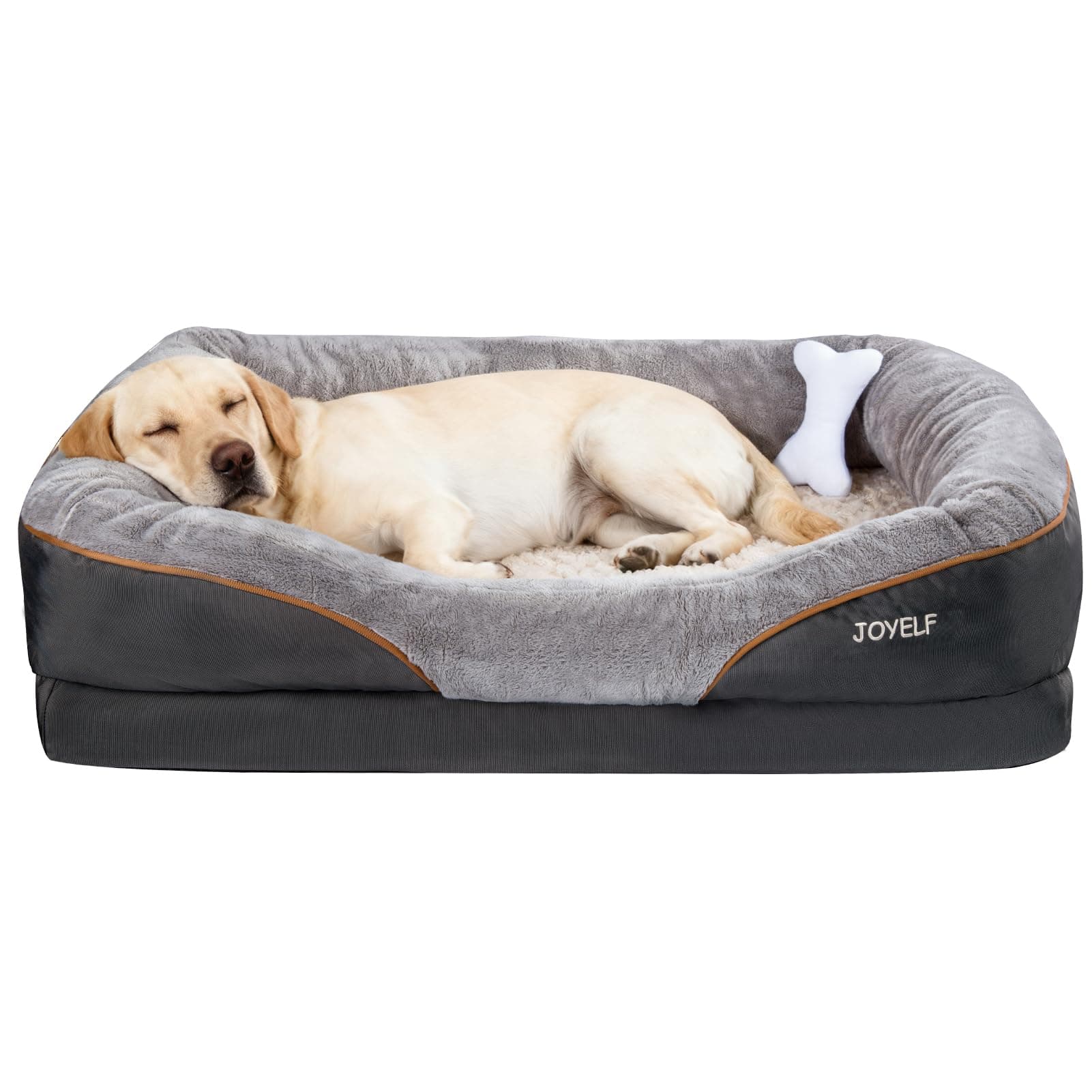 JOYELF Letto per cani ortopedico XXL per animali da compagnia in memory foam con fodera lavabile rimovibile e giocattolo che scricchiola come regalo