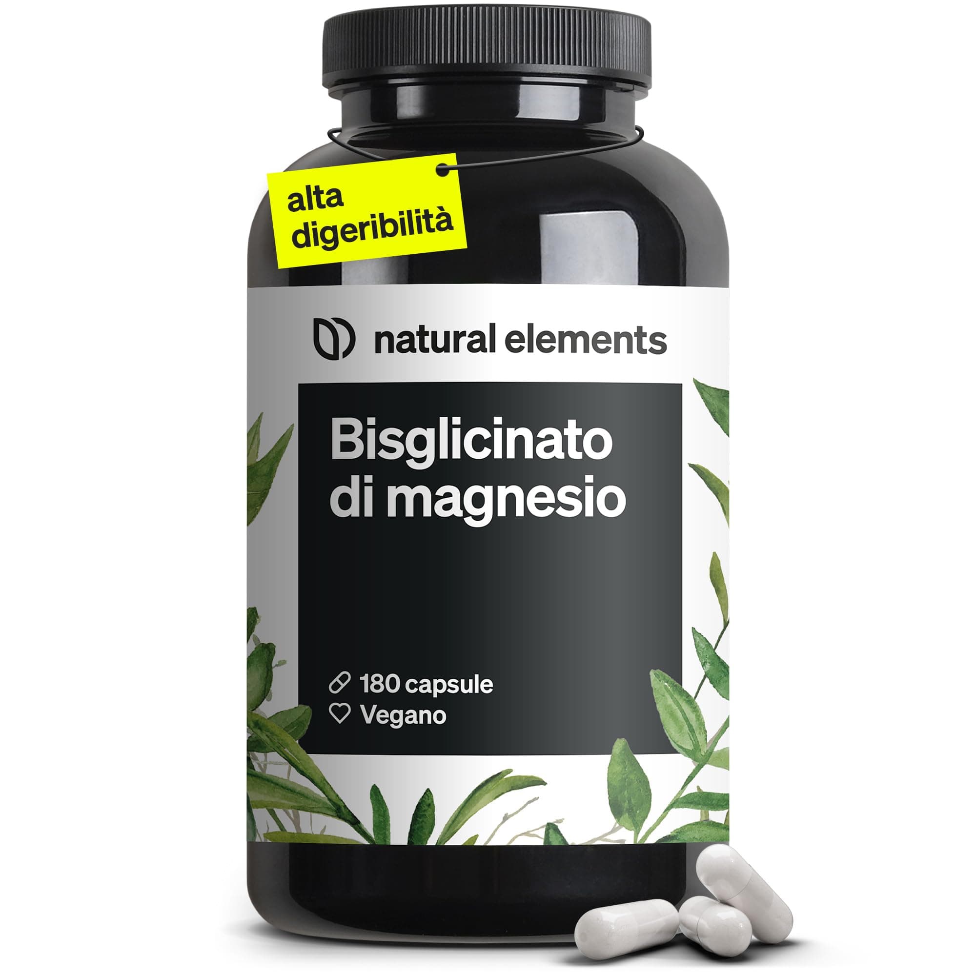 Magnesio Bisglicinato, 300mg di magnesio elementare/dose giornaliera, 180 capsule, Scorta 2 Mesi, Magnesio chelato, altamente digeribile, vegano, Dosaggio ottimale, Integratore Magnesio glicinato