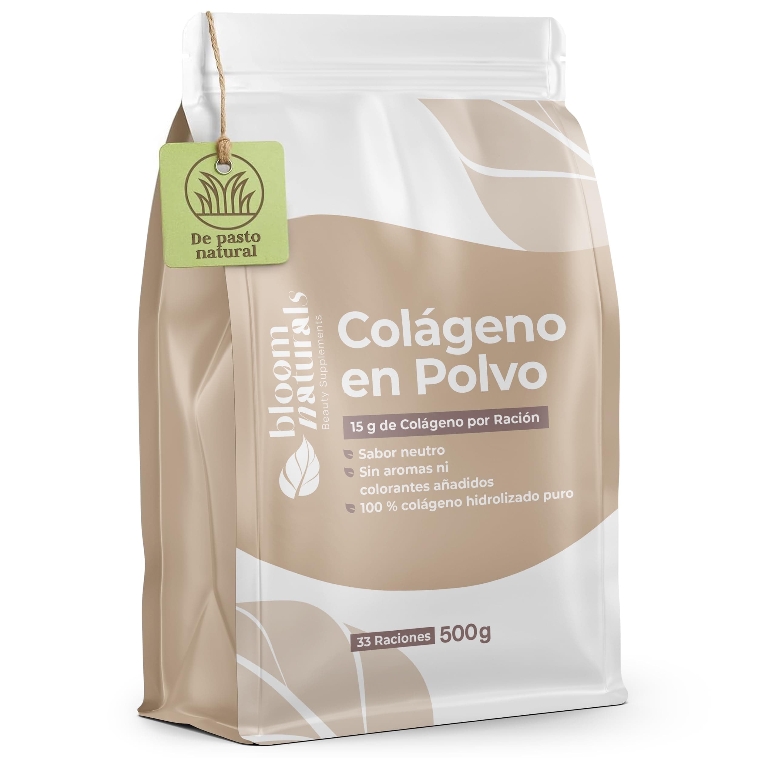 Colágeno en Polvo 500g - 15g por Ración - 100% Colageno Hidrolizado Puro, Sabor Neutro, 33 Raciones - Producido en Alemania