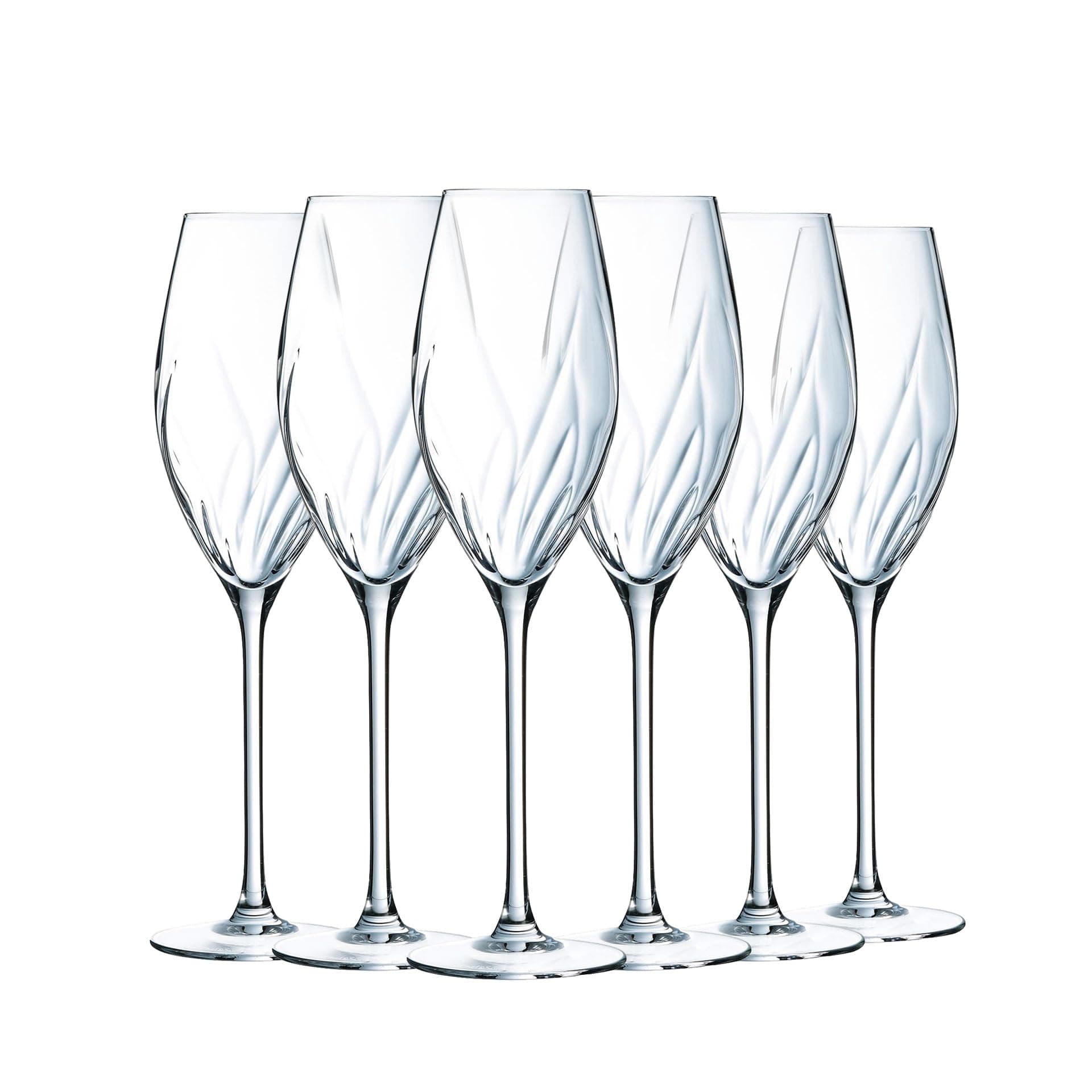Cristal d'Arques Paris - Collection Swirly - 6 flûtes 24cl - Fabriquées en France - Emballage renforcé