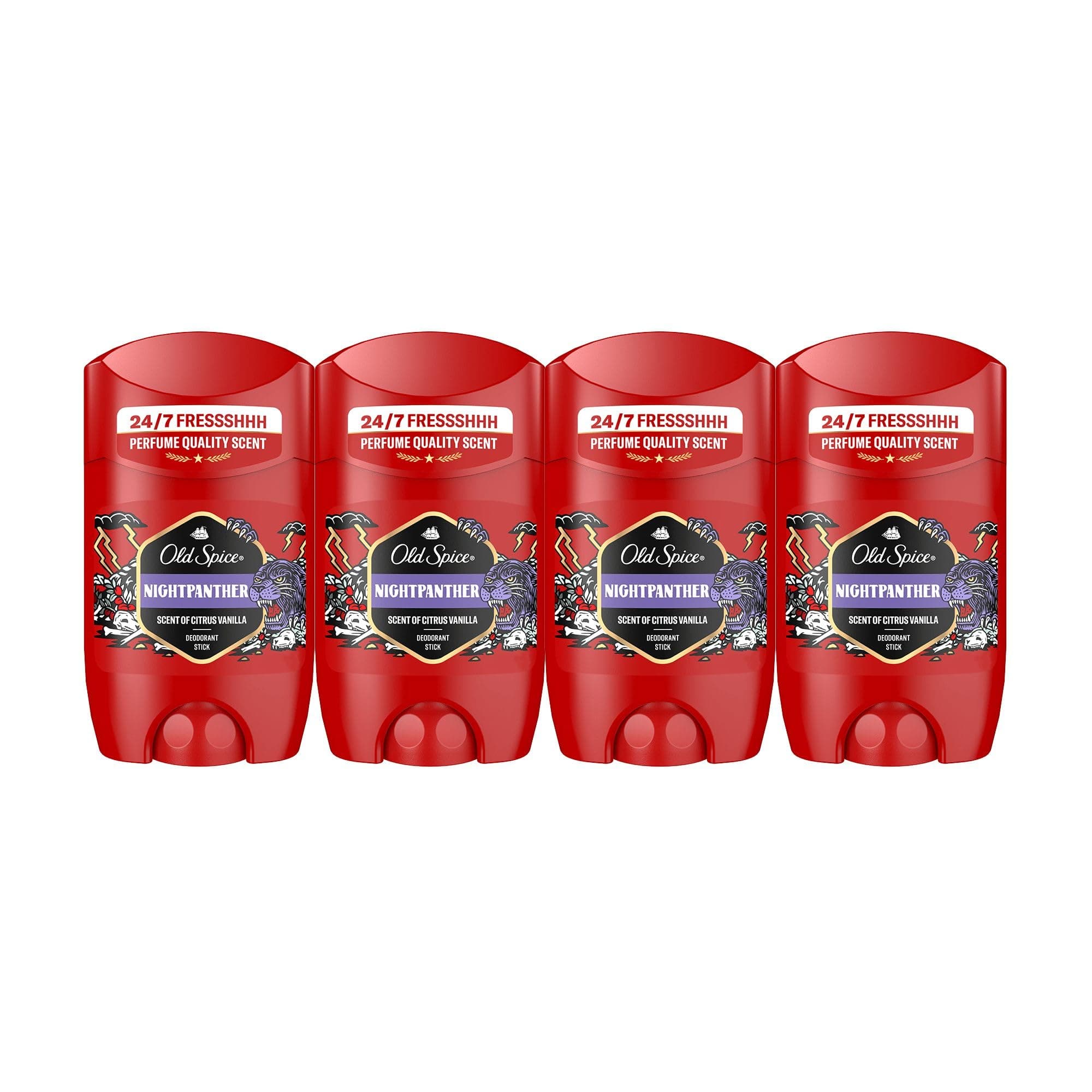 Old Spice Night Panther Desodorante En Barra Para Hombres 4x50ml, Fresco 24 Horas, Todos Los Días Con Uso Diario, Perfume Duradero, Fragancia Excepcional, Protección Contra El Mal Olor