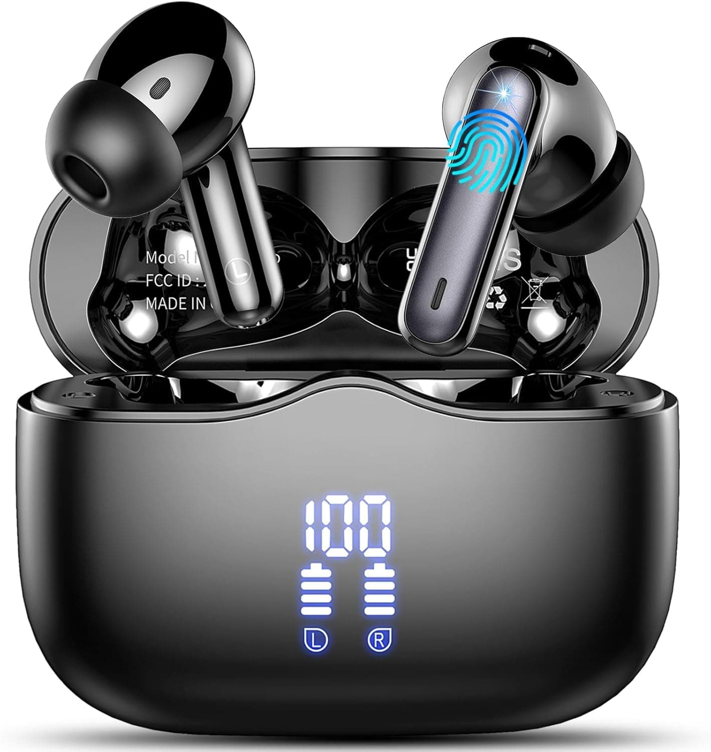 Auriculares Inalambricos Bluetooth, 2026 Auriculares Bluetooth 5.4 con ENC Reducción de Ruido, 40H HiFi Estéreo Cascos Inalambricos Bluetooth con 4 HD Mic, Pantalla LED, IP7 Impermeablem Cascos/USB-C