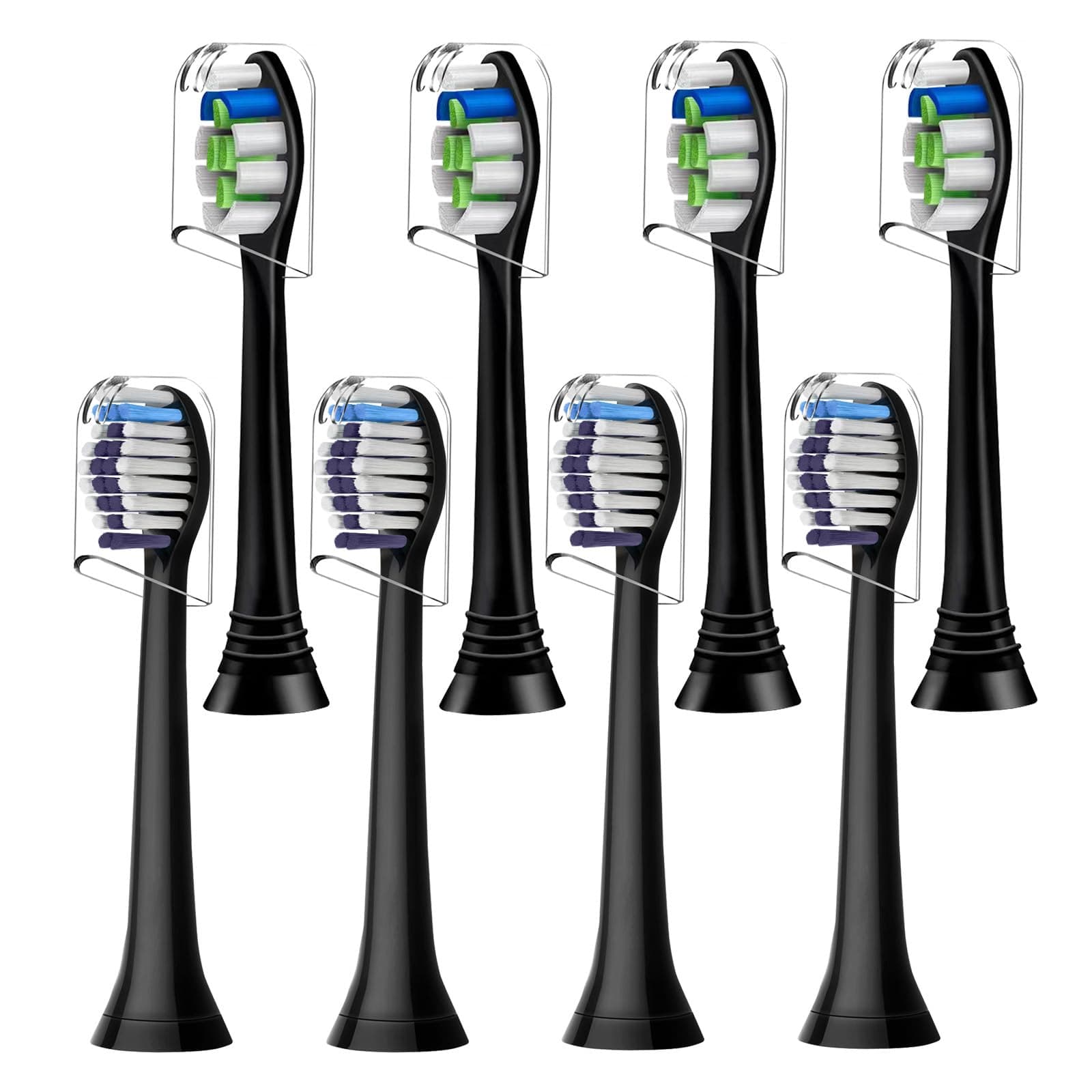 8 Stück Zahnbürstenköpf Kompatibel mit Philips Sonicare elektrische Zahnbürste, 4 Stück Precision Clean und 4 Stück Whitening Clean Bürstenköpfe, Schwarz.