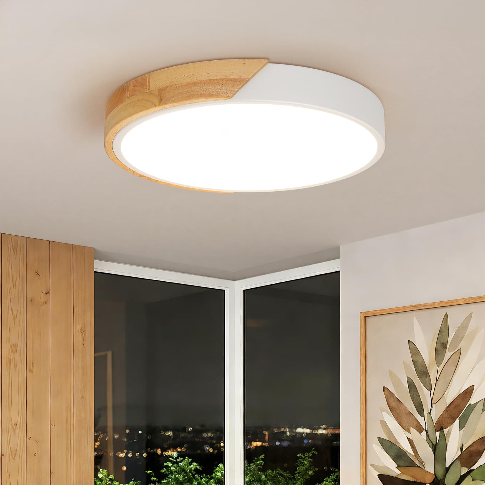 Kambo LED Plafón Redondo de Blanco 24W 4500K Luz Natural- Lámpara de Techo Moderna Interior 2400LM Ø30cm, Luz iluminación para Cocina Salón Dormitorio Estudio Pasillo Posada