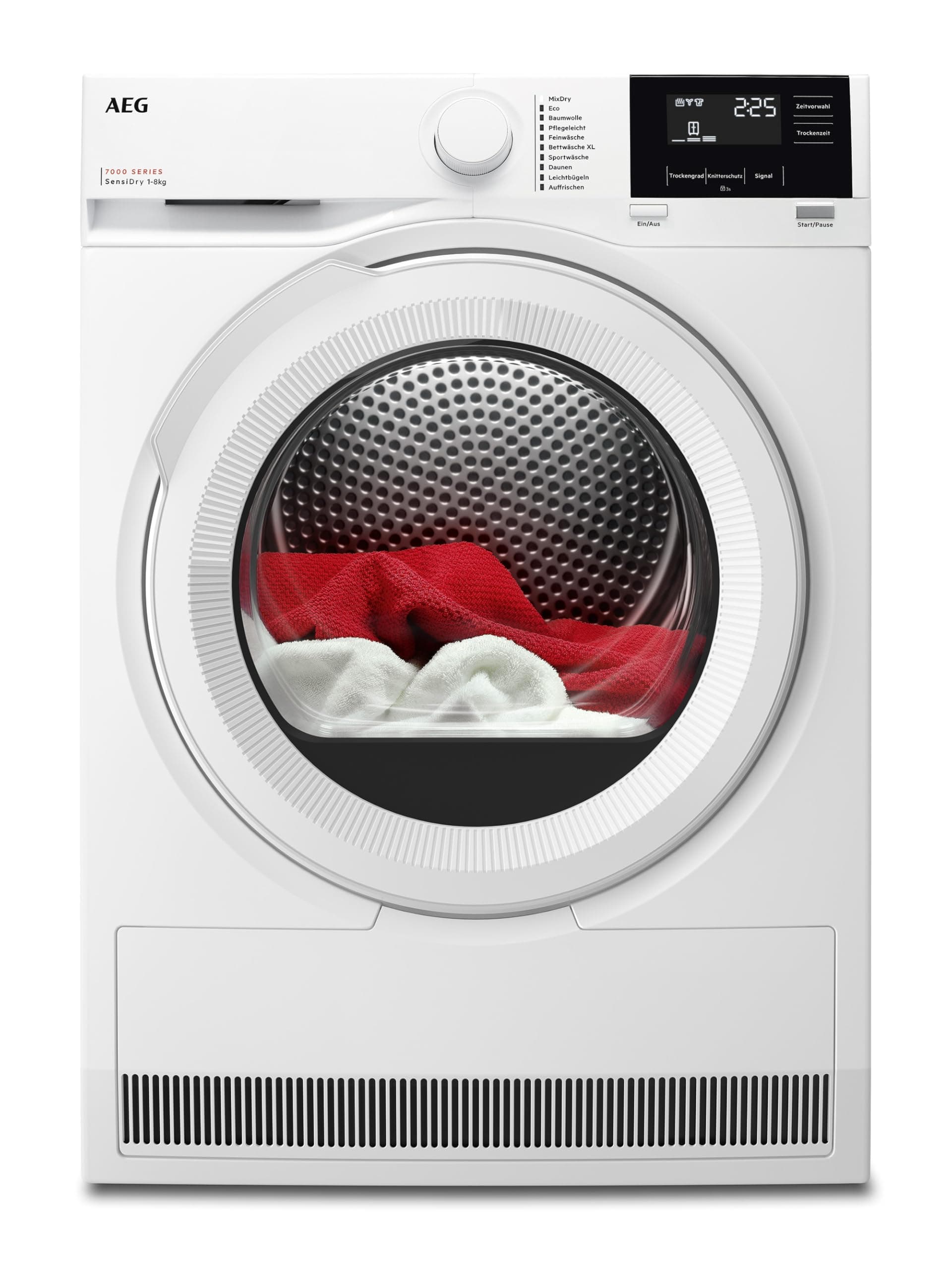 AEG Wärmepumpentrockner 8 kg, Serie 7000 SensiDry: Schonendes & energiesparendes Trockenverfahren, neue Energiekl. D, Mengenautomatik, Schontrommel, wechselende Drehrichtung, Knitterschutz, TR7T61580