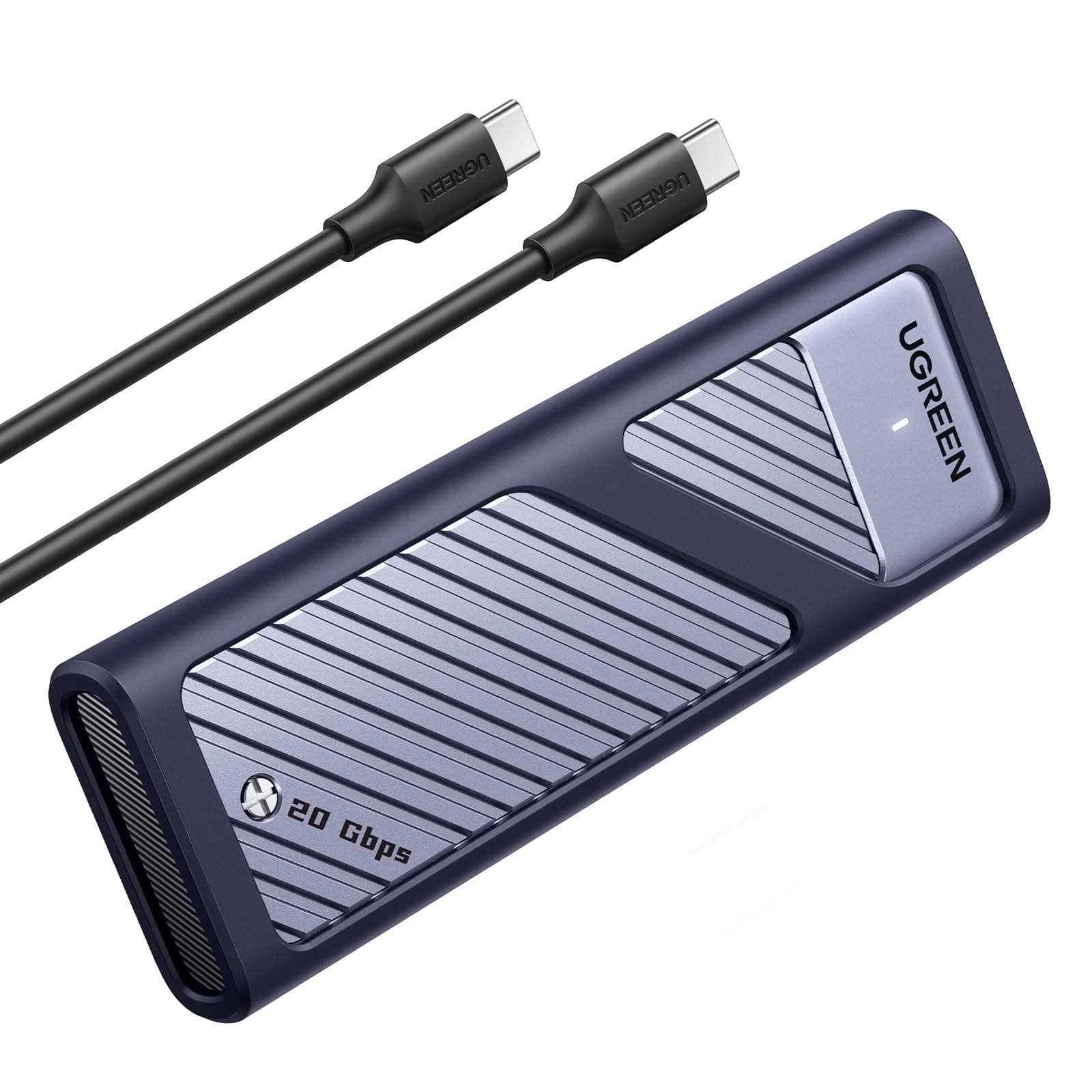 UGREEN 20Gbps NVME SATA SSD Gehäuse USB C 3.2 Gen 2x2, M.2 SSD Gehäuse für NVMe SSD und SATA von M-Key/ M+B Key in 2280/2242/2230/2260, kompatibel mit MacBook Pro M5 Pro/M5 Max, HP14pro, iPhone17, PS5