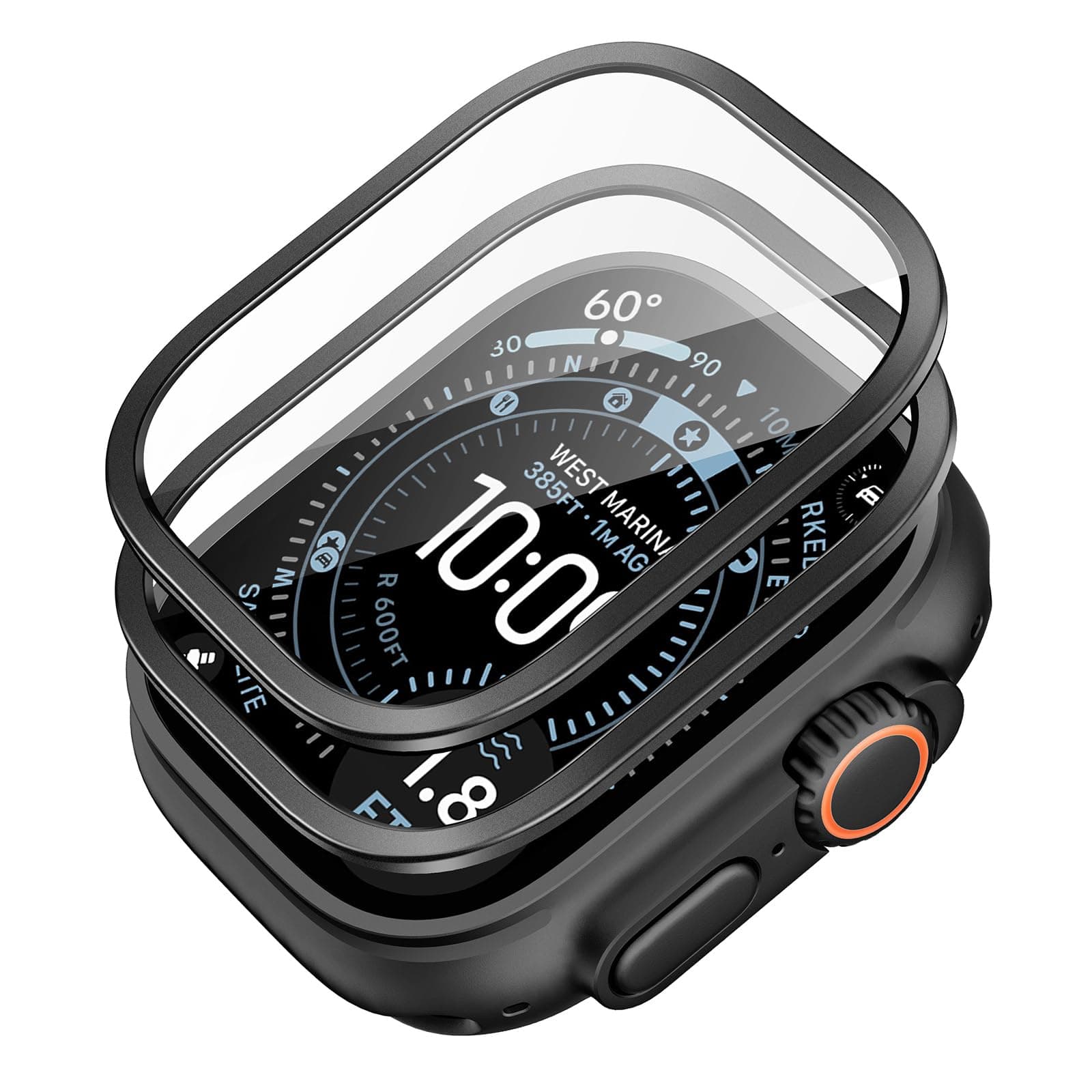 ESR 2er-Set Armorite Panzerglas für Apple Watch Ultra 3/2/1 (2025/2024/2023/2022, 49 mm), Militärischer Schutz, Gehärtetes Glas mit Aluminiumlegierungsrahmen, Kratzfest, Schwarz