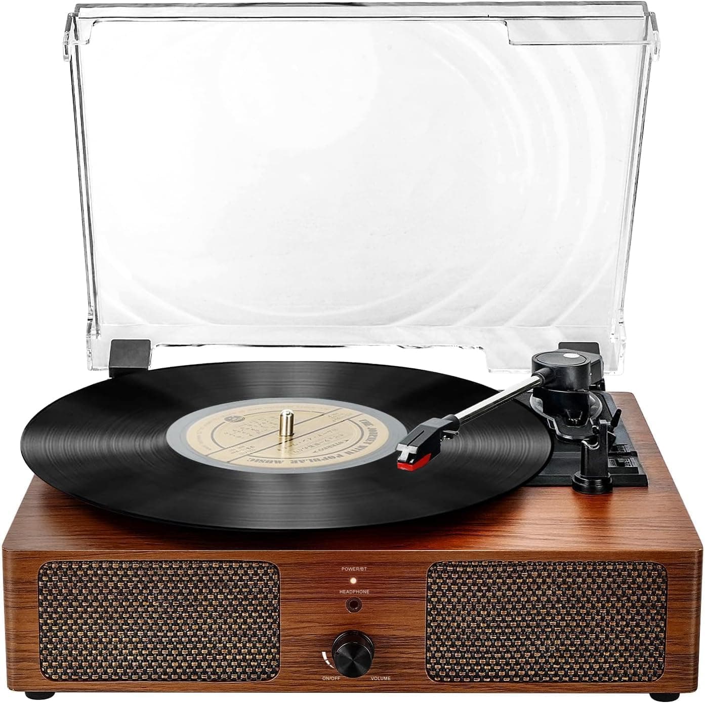Platine Vinyle Bluetooth, Tourne Disque avec 2 Haut-parleurs Stéréo, Trois Vitesse 33/45/78, Prise en Charge de USB/Aux-in/Sortie RCA,Phonographe Portable pour Le Divertissement et la décoration