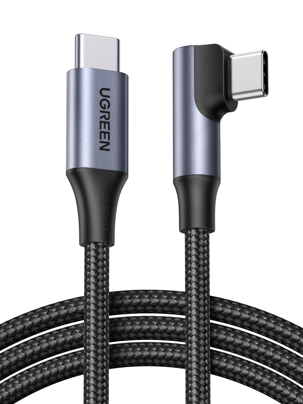 UGREEN USB C Kabel 240W Ladekabel USB-C Winkelstecker, PD 3.1 Schnellladekabel, USB C auf USB C Kabel für iPhone 17/Air/16/15 Serie, MacBook Pro/Air, iPad Pro, Galaxy S25, Steam Deck usw (2M)