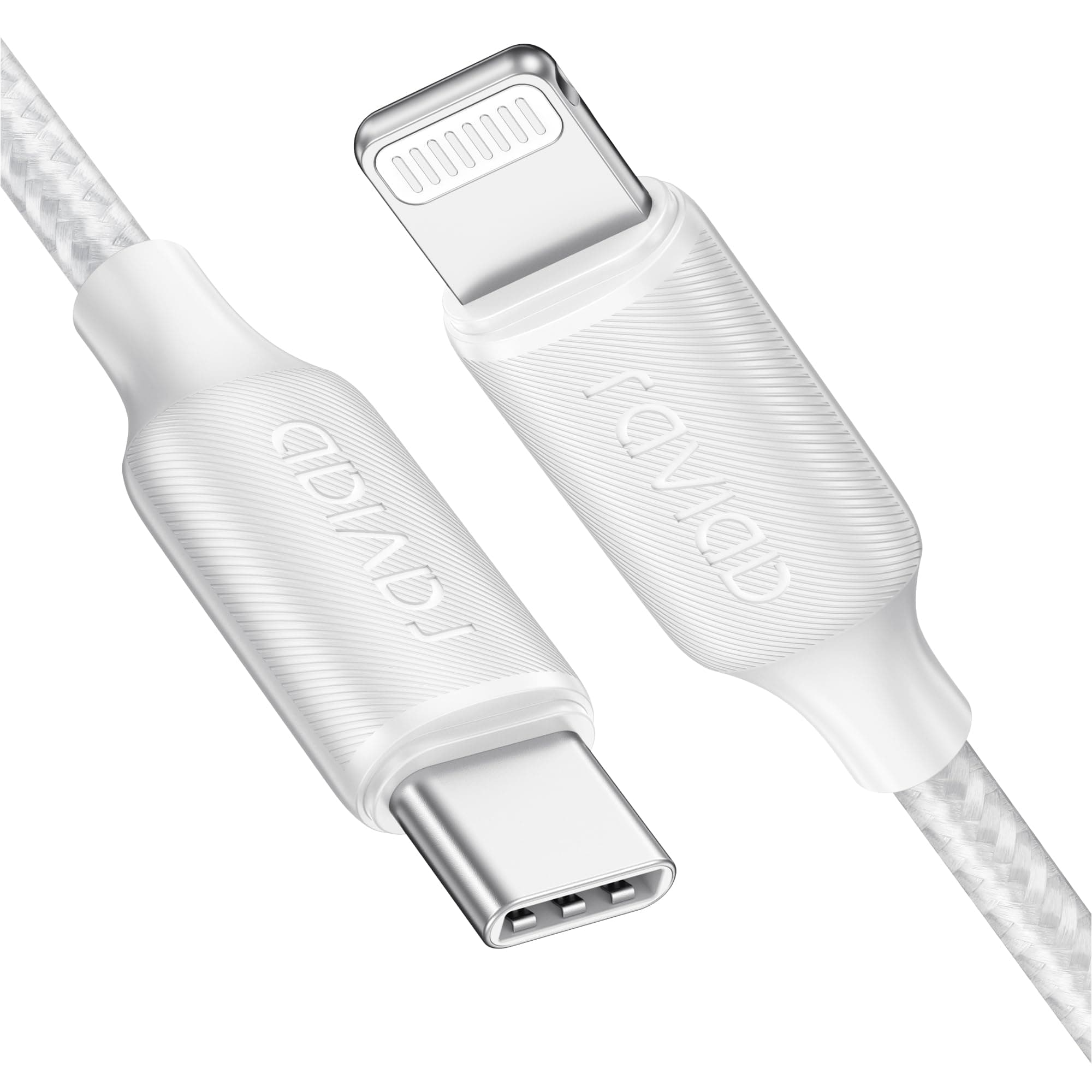 RAVIAD Cavo USB C a Lightning 2M [Certificato MFi] Cavo iPhone USB Tipo C in Nylon Carica Rapida Caricatore per iPhone 14/13/13 Pro/13 Pro Max/12 Mini/11 Pro Max/11/SE 2020/XR/XS/X/8/8 Plus - Bianco