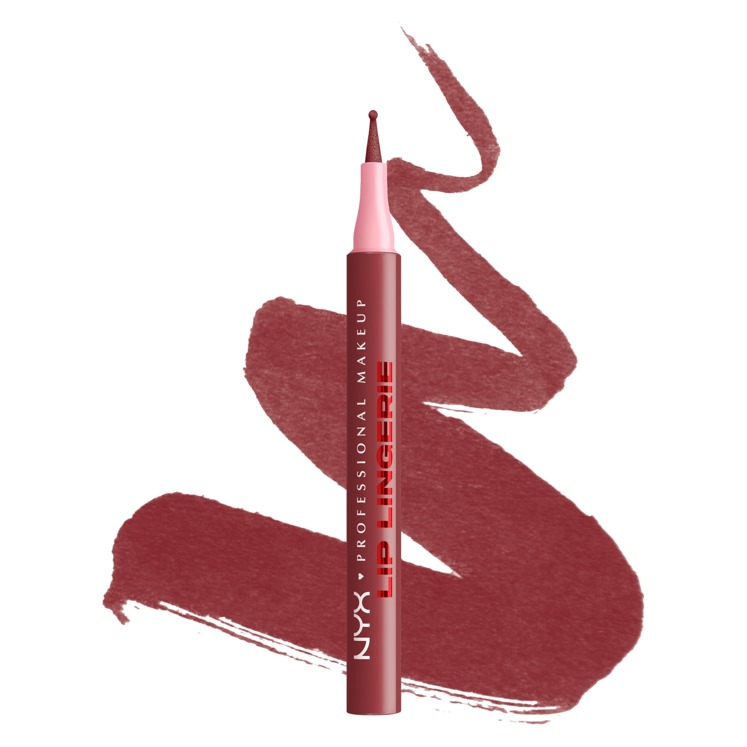NYX Professional Makeup Lip Lingerie Lip Liner Stain, Pennarello Labbra a Lunga Durata, No-Transfer, Applicazione Facile e Precisa, Punta a Sfera in Feltro, Shade: All Nig, 1 ml
