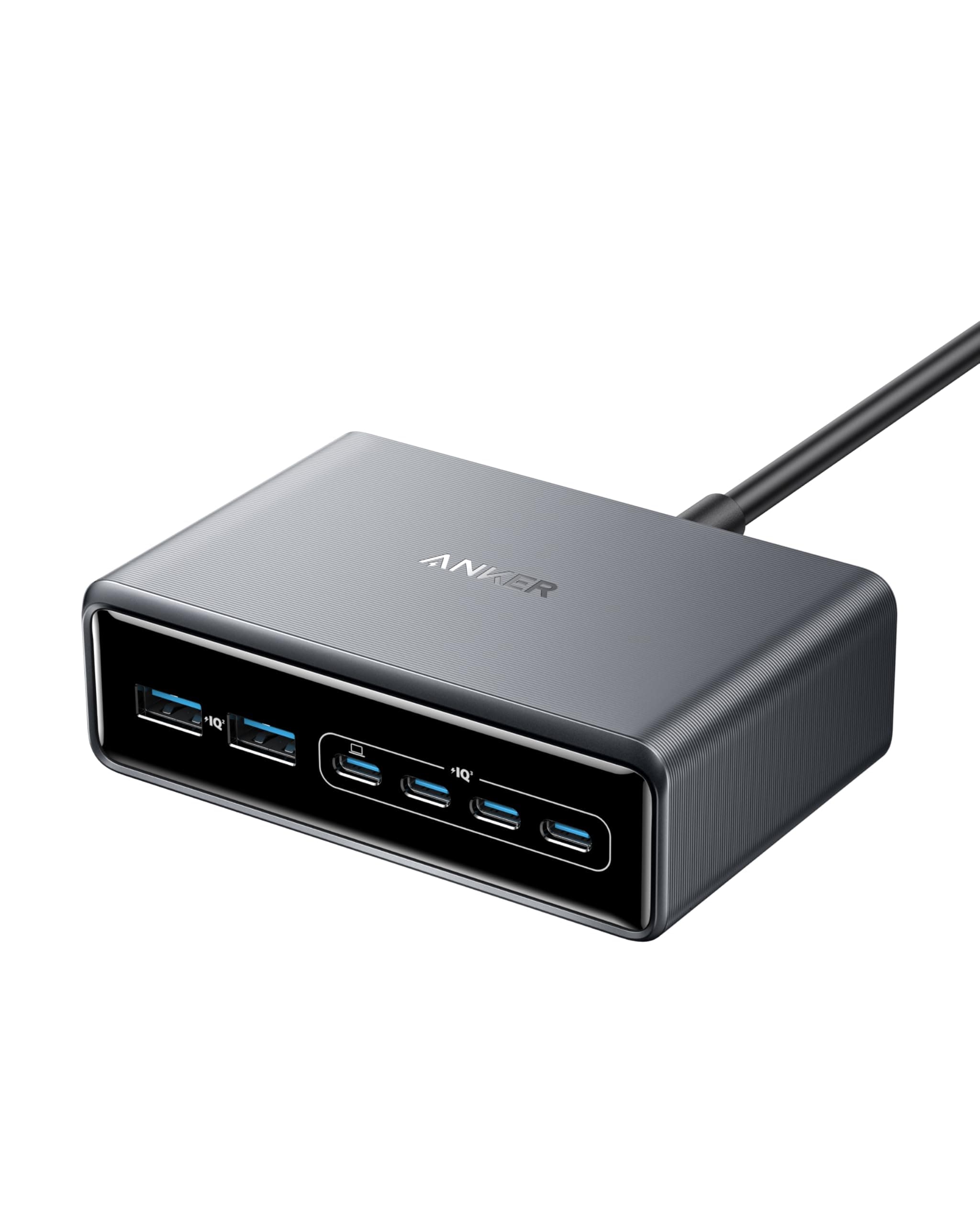 Anker Prime 200W USB C Ladegerät, 200W 6 Anschlüsse GaN Ladestation, USB-C PD Desktop Ladegerät mit Schnell-Laden, kompatibel mit iPhone 17/16/15 Series, Samsung, MacBook, Dell und mehr
