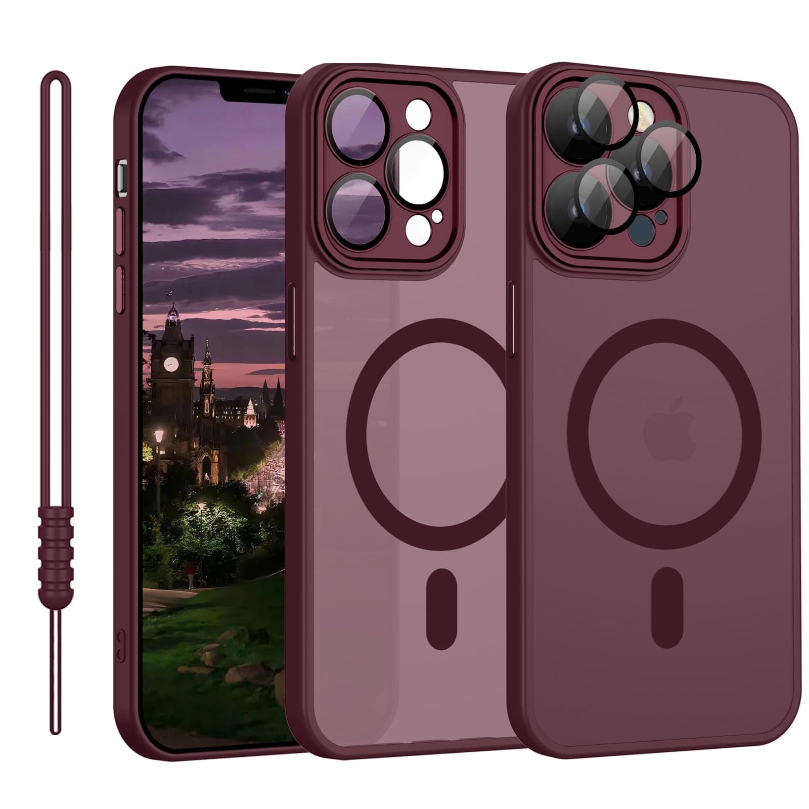 YUANDMI Cover Magnetica per iPhone 12 Pro Compatibile con MagSafe, Custodia Per iPhone 12 Pro Traslucida Opaca Case Ultra-Sottile Silicone Anti-Scivolo Resistente ai Graffi, Prugna