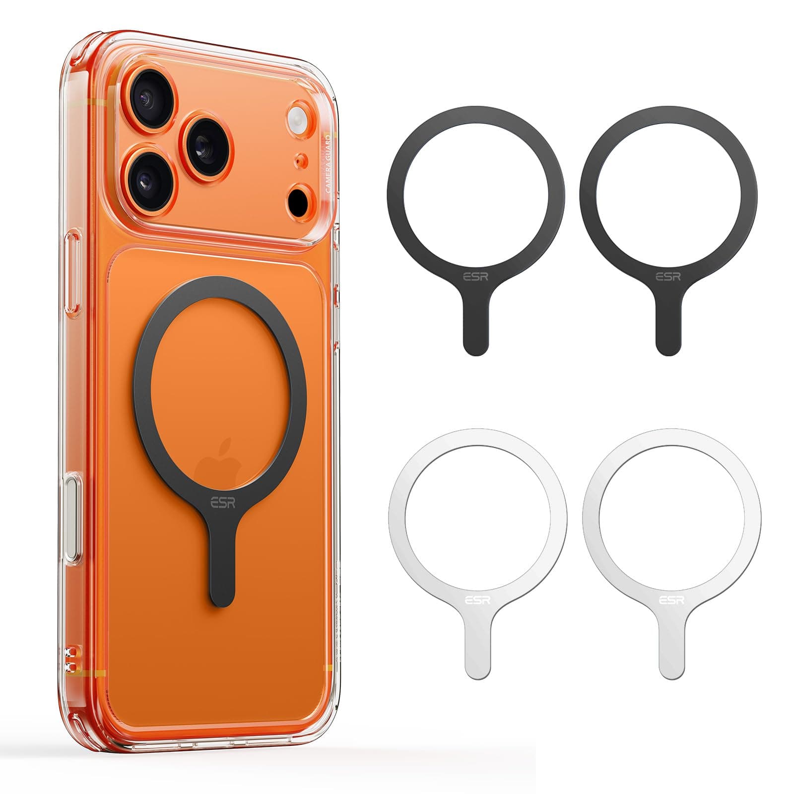 ESR für MagSafe Ring Aufkleber, 4 Stück Magnet Metallring für Handyhülle,Universelles MagSafe Sticker, für iPhone 17/17e/16/16e/15/14/13/12, Pixel 10, S26+/S26 Ultra/S24/S23 und mehr,Schwarz Und Weiß
