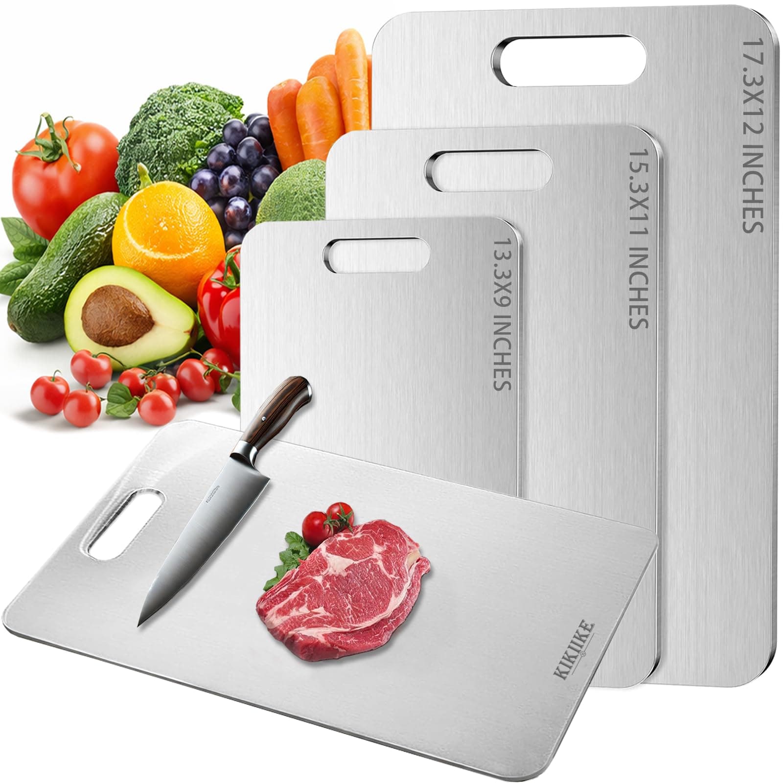 Planche à découper en titane 100 % pur pour cuisine – Planche à découper double face de qualité alimentaire antiadhésive, durable et facile à nettoyer (33,8 x 22,9 cm)