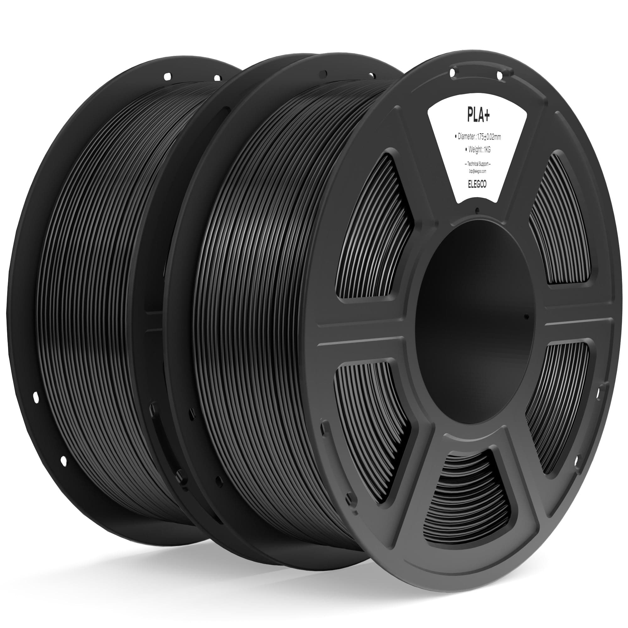 ELEGOO Filamento PLA+ 1.75 2KG Negro, Filamento PLA Plus para Impresora 3D, Precisión Dimensional +/- 0.02mm, Carrete Filamento 3D, para Mayoría Impresoras 3D