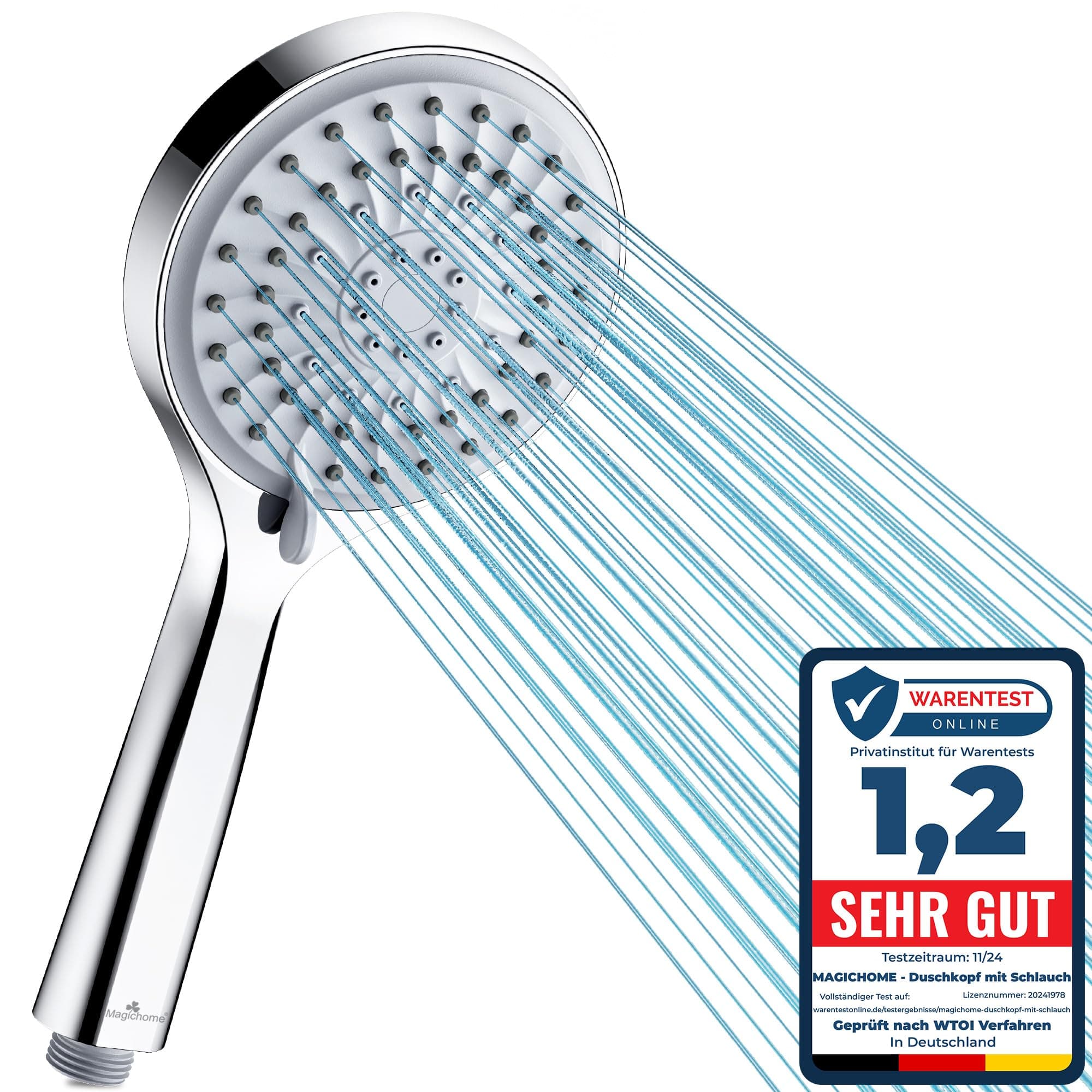 Magichome Alcachofa de Ducha Alta Presion, Antical Alcachofa Ducha Ahorro Agua Cabezal de Ducha Extraíble con 5 Modos, Alcachofa de Ducha de Mano, Alcachofa Ducha Económica Grande