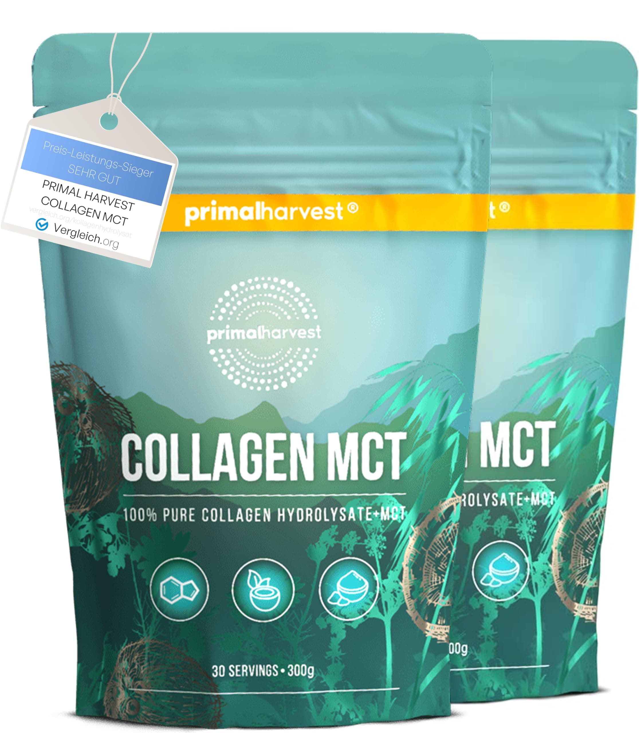 Collagen Pulver Von Primal Harvest (30 Portionen (2er Pack), MCT)