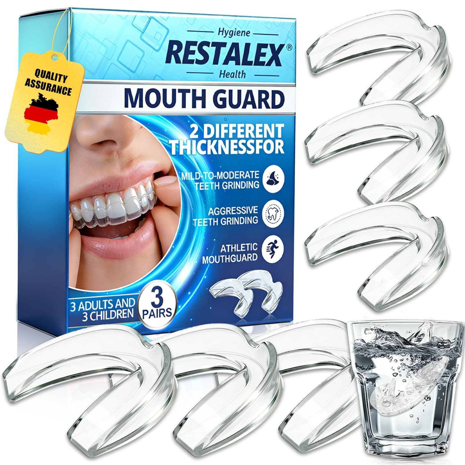 6 Piezas 2 TamañOs FéRulas Descarga Bruxismo, Protector Bucal Para Dormir, Kit De ProteccióN Dental, Reduce Ronquidos, Mejora La Del SueñO Y Reutilizable