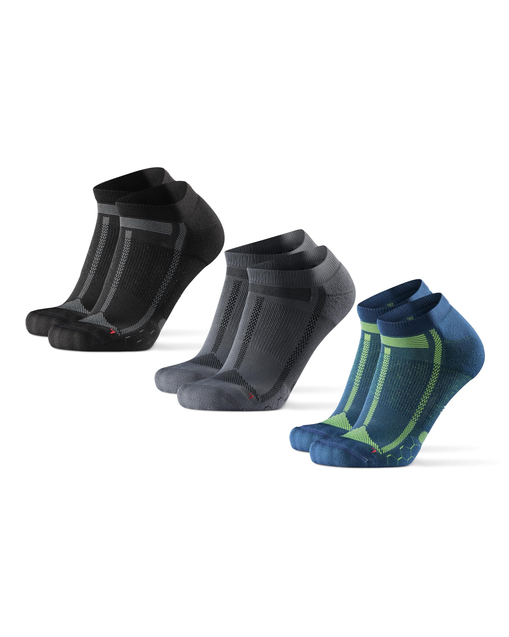 DANISH ENDURANCE Calcetines Cortos de Running, Calcetines Deportivos Antiampollas, Técnicos, Deporte, para Hombre y Mujer, 3 Pack