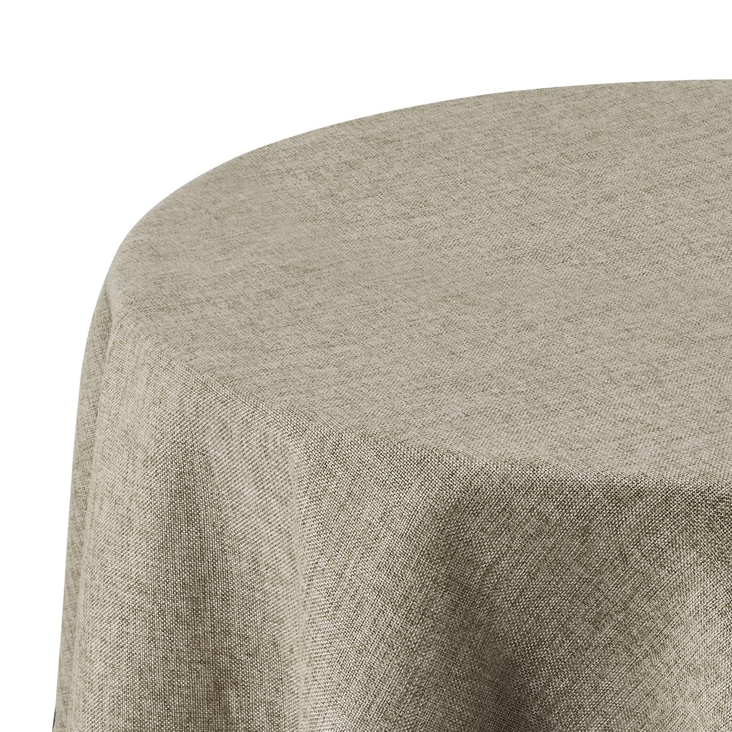 Deconovo Manteles de Mesa, manteles de Aspecto Lino Lavables, Mantel Redondo, 140 cm, Lino Claro, 1 Pieza