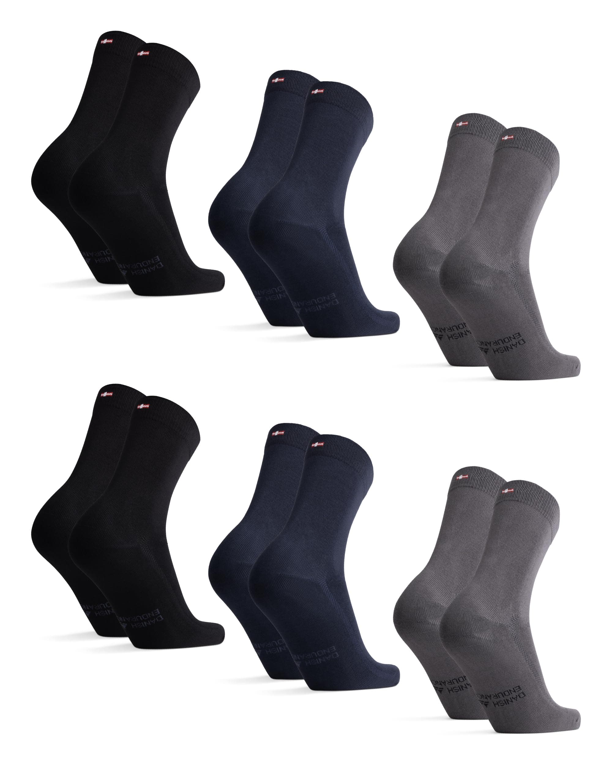 DANISH ENDURANCE Calcetines Casuales de Bambú Unisex, Suaves y Transpirables, Calcetines Ejecutivos para Hombre y Mujer, 6 Pack
