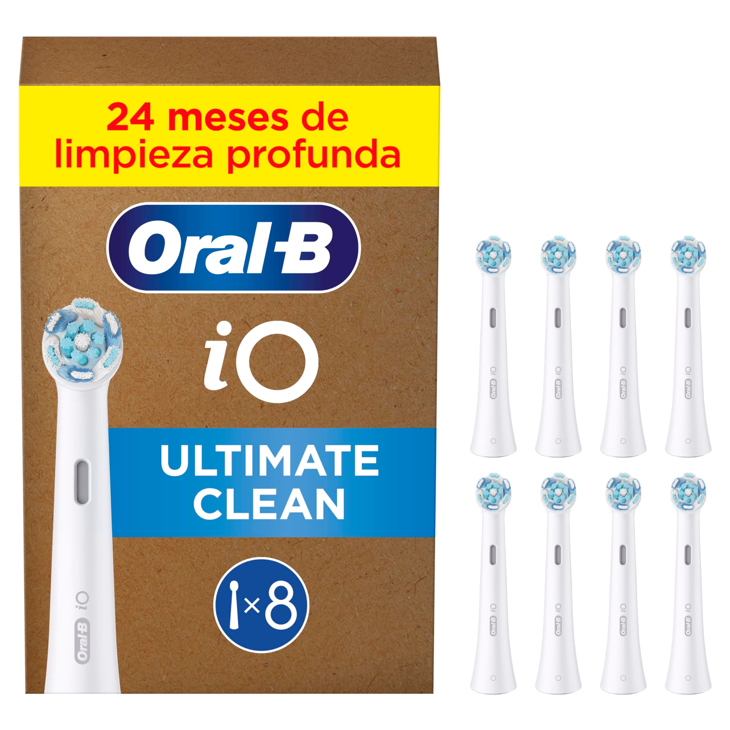 Oral-B Series iO Ultimate Clean Cabezales De Recambio Originales, Pack de 8 Recambios Blancos Para Cepillos De Dientes Eléctricos Oral-B iO, Eliminación Profunda De La Placa Bacteriana