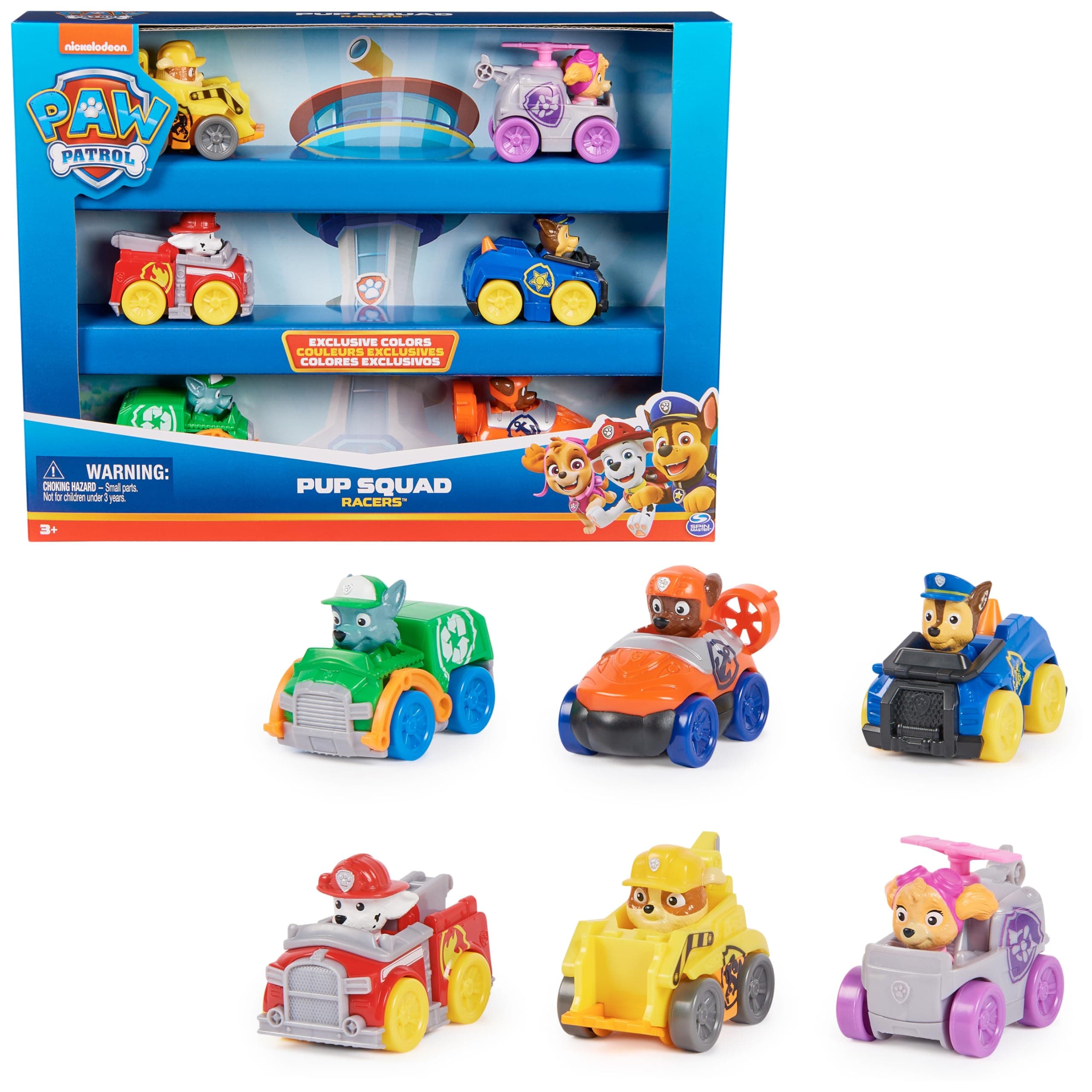 Paw Patrol - Pat Patrouille - Coffret Cadeau 6 Racers Pup Squad - Voiture Figurine À Collectionner - Pat Patrouille Jouet - Cadeau Enfant 3 Ans Et + - Jouet Enfant 3 Ans Et +