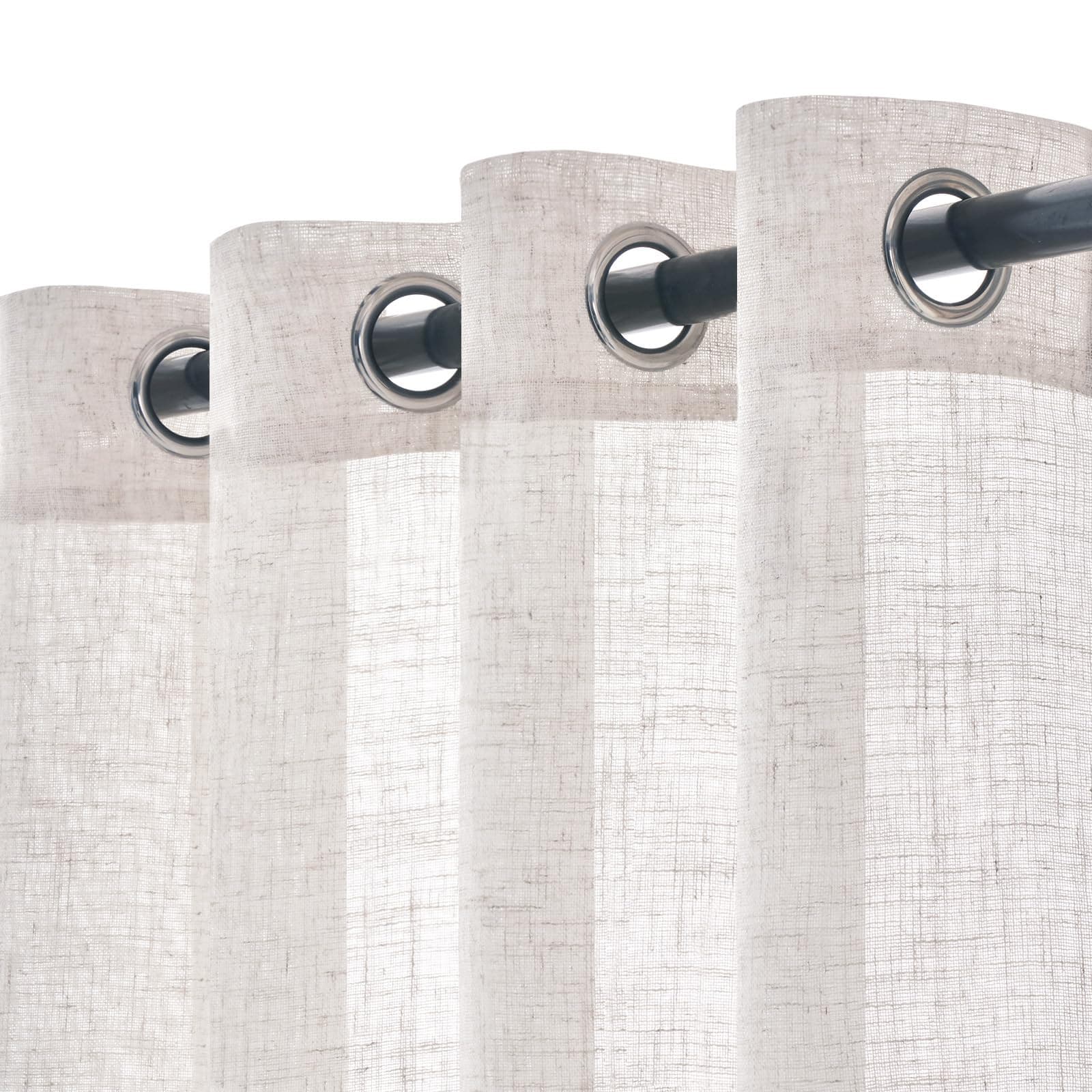 Woaboy Lot de 2 Rideaux en Lin Translucides Voilage à Oeillets Rideaux et Draperies Intérieurs Modernes pour Chambre Fenêtre Salon Coucher 140x245 cm Blanc Blanchi
