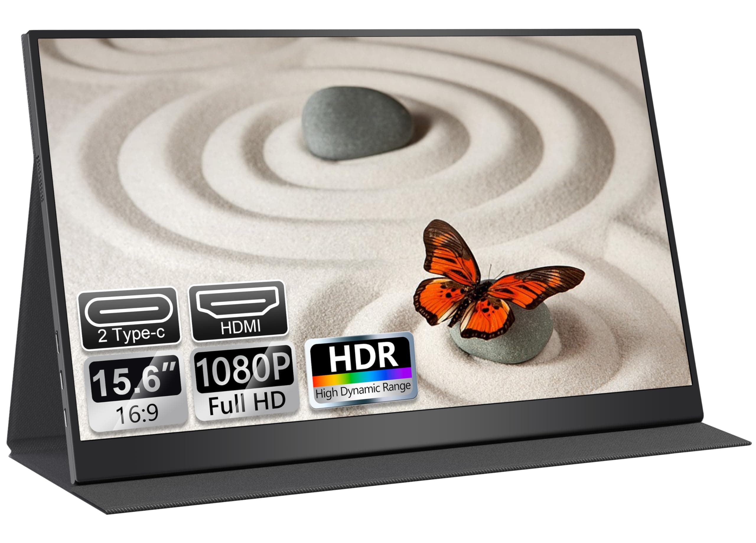 UFYQL Écran Portable 15,6" Full HD IPS 1080P Mat, Ultra-Leger, Compatible avec Laptop/PC/MacBook/Téléphone/Xbox/PS4/PS5/TV, Ports HDMI/USB-C, Étui de Protection & Montage VESA