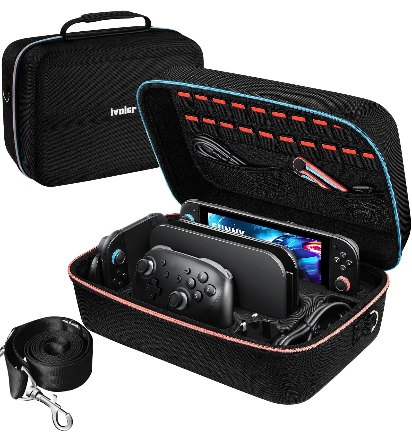 ivoler Funda para Nintendo Switch 2, Funda Protectora Dura de Lujo para Interruptor portátil, Funda Protectora para la Consola Nintendo Switch 2, y Otros Accesorios Contiene 20 Cartuchos de Juego