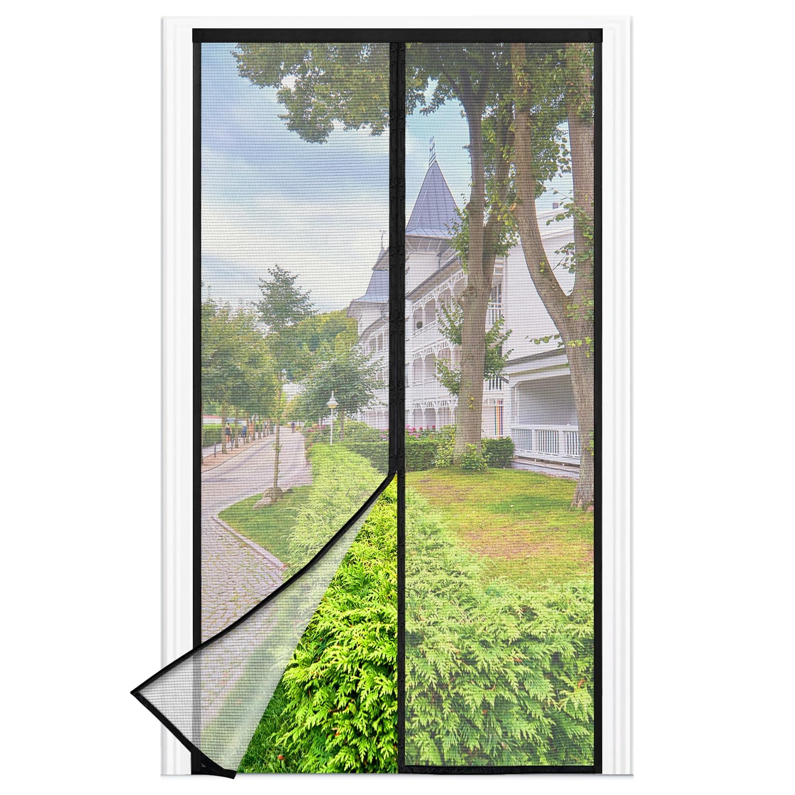Mosquitera Puerta Magnetica - 90 x 220 CM - Negro, Mosquiteras para Puertas, Cierre Magnético de Arriba a Abajo, Automáticamente,Mantiene el Aire Fresco