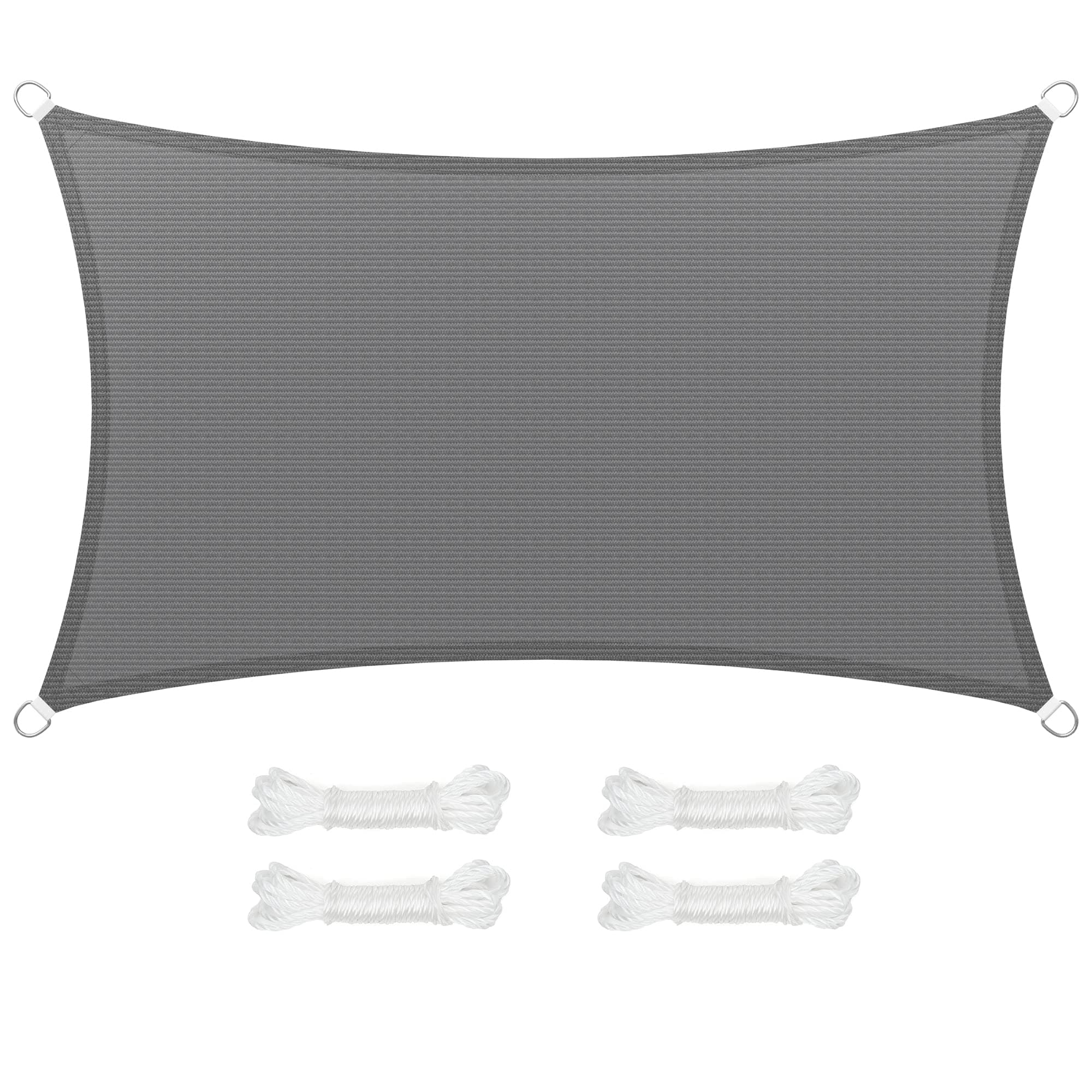 SONGMICS Sonnensegel 3 x 5 m, Sonnenschutz aus HDPE-Gewebe, luftdurchlässig, wasserdurchlässig, für Terrasse, Garten, Balkon, Camping, rechteckig, konkav, 2 m Seile, rauchgrau GSS35GY