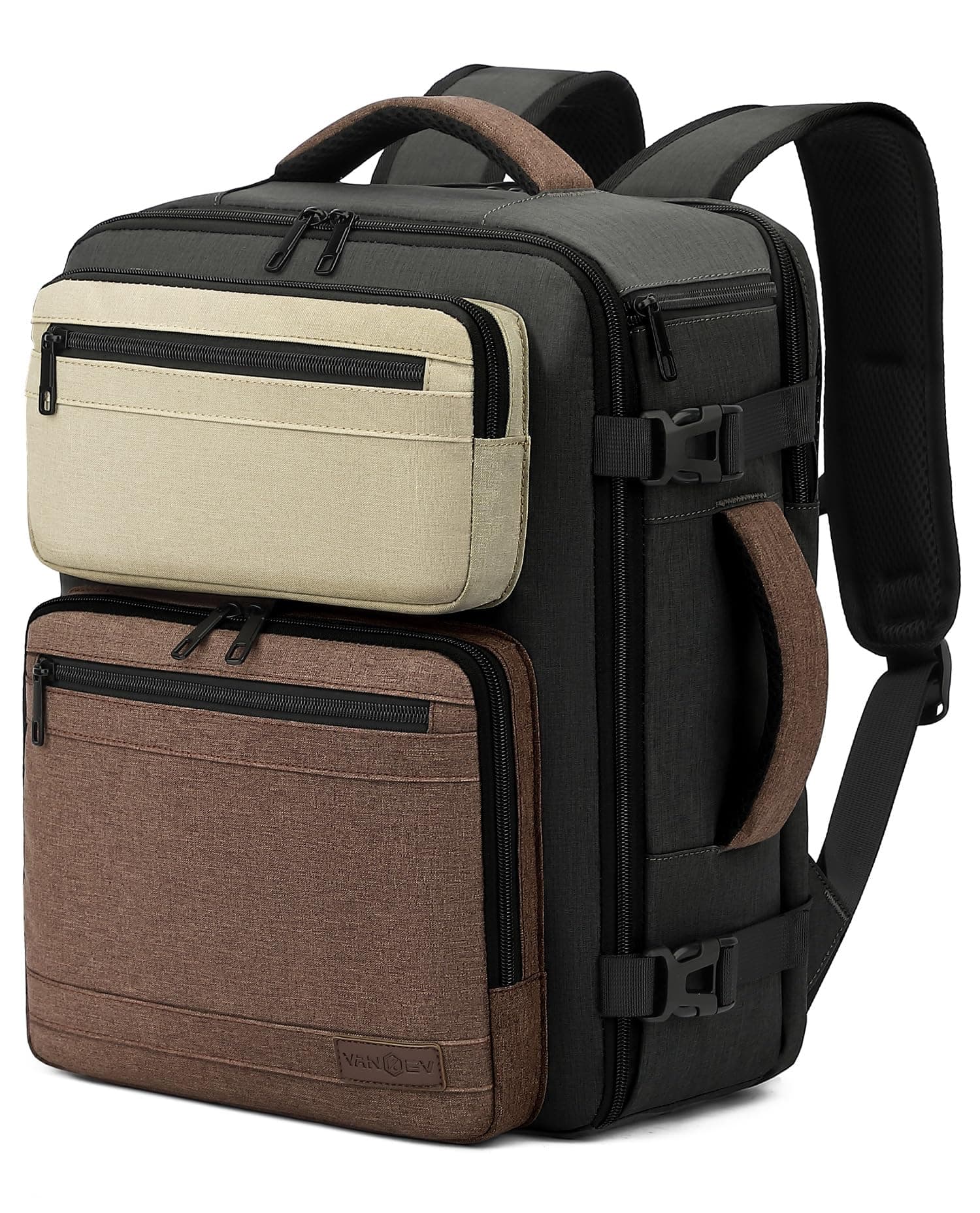 VANKEV Ryanair Easyjet Eurowings Wizz Air Zaino da Viaggio Aereo 40x30x20cm-24L, Bagaglio a Mano Per Viaggio Zaino per Laptop Adatto da 15,6 Pollici oliva verde scuro/marrone