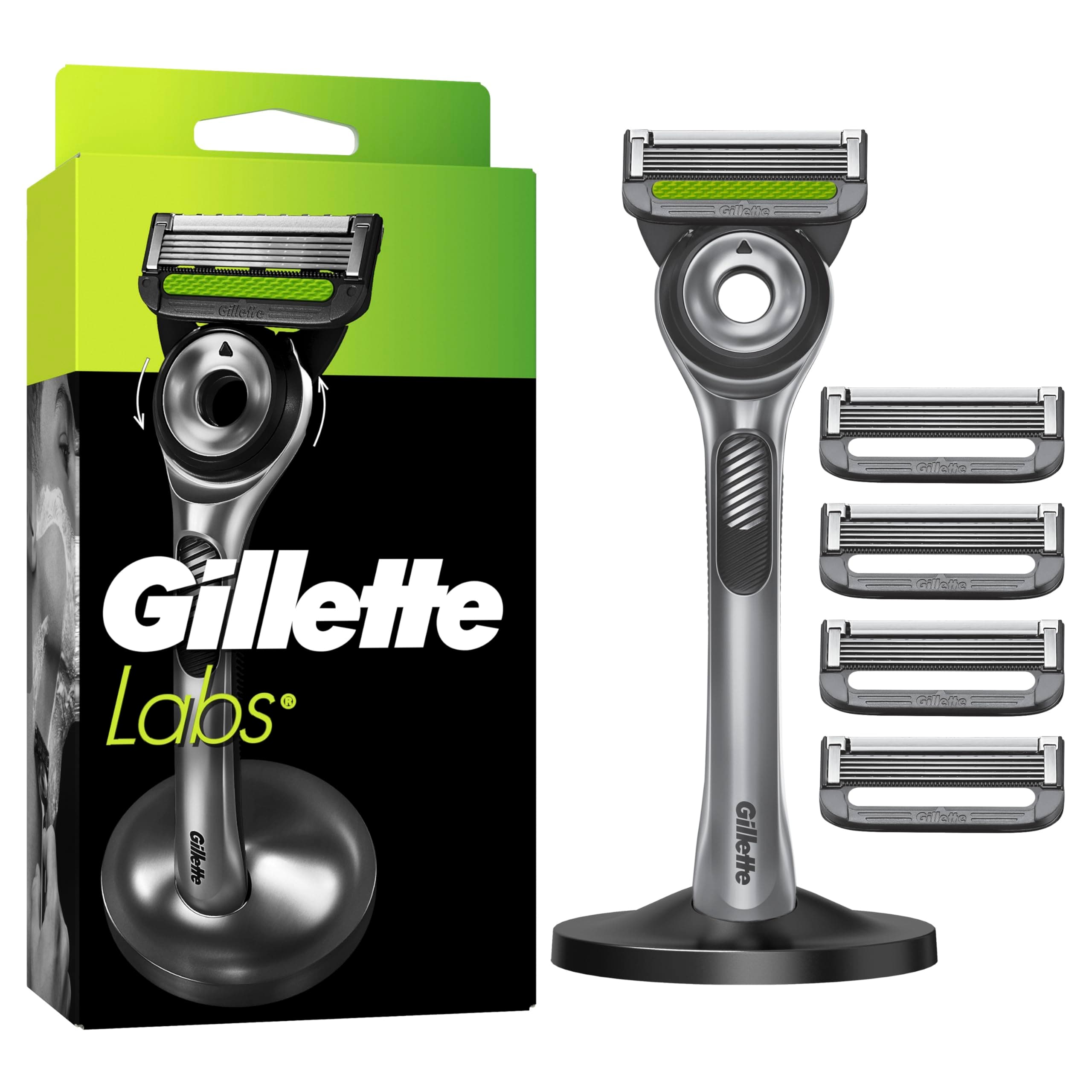 Gillette Labs mit Reinigungs-Element, Rasierer für Männer, 1 Handstück - 5 Ersatzklingen, mit magnetischem Dock