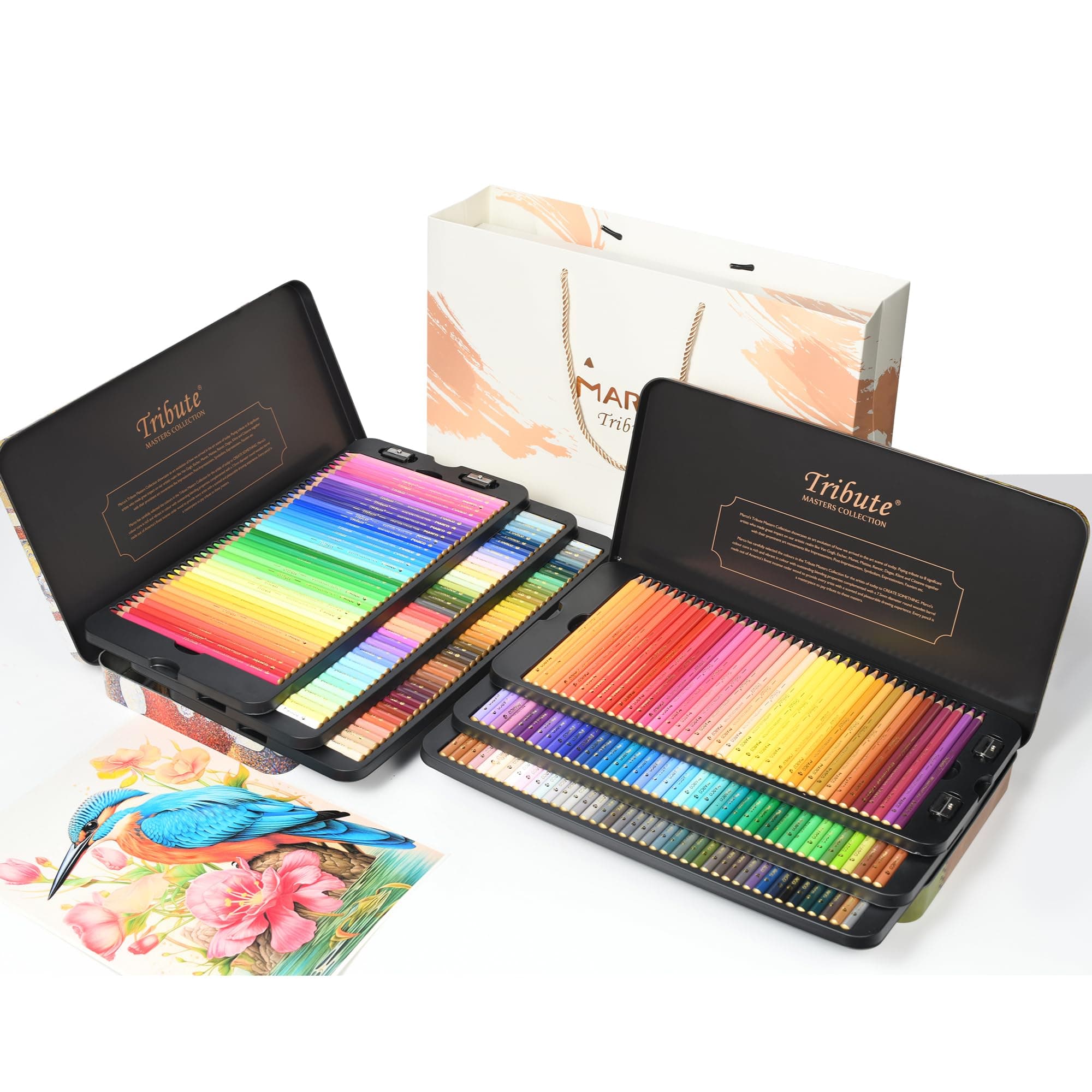 MARCO 240 crayons de couleur à l'huile en bois pour adultes - Ensemble professionnel dans une boîte en tôle, adapté pour les amateurs d'art et les professionnels (240 pièces)