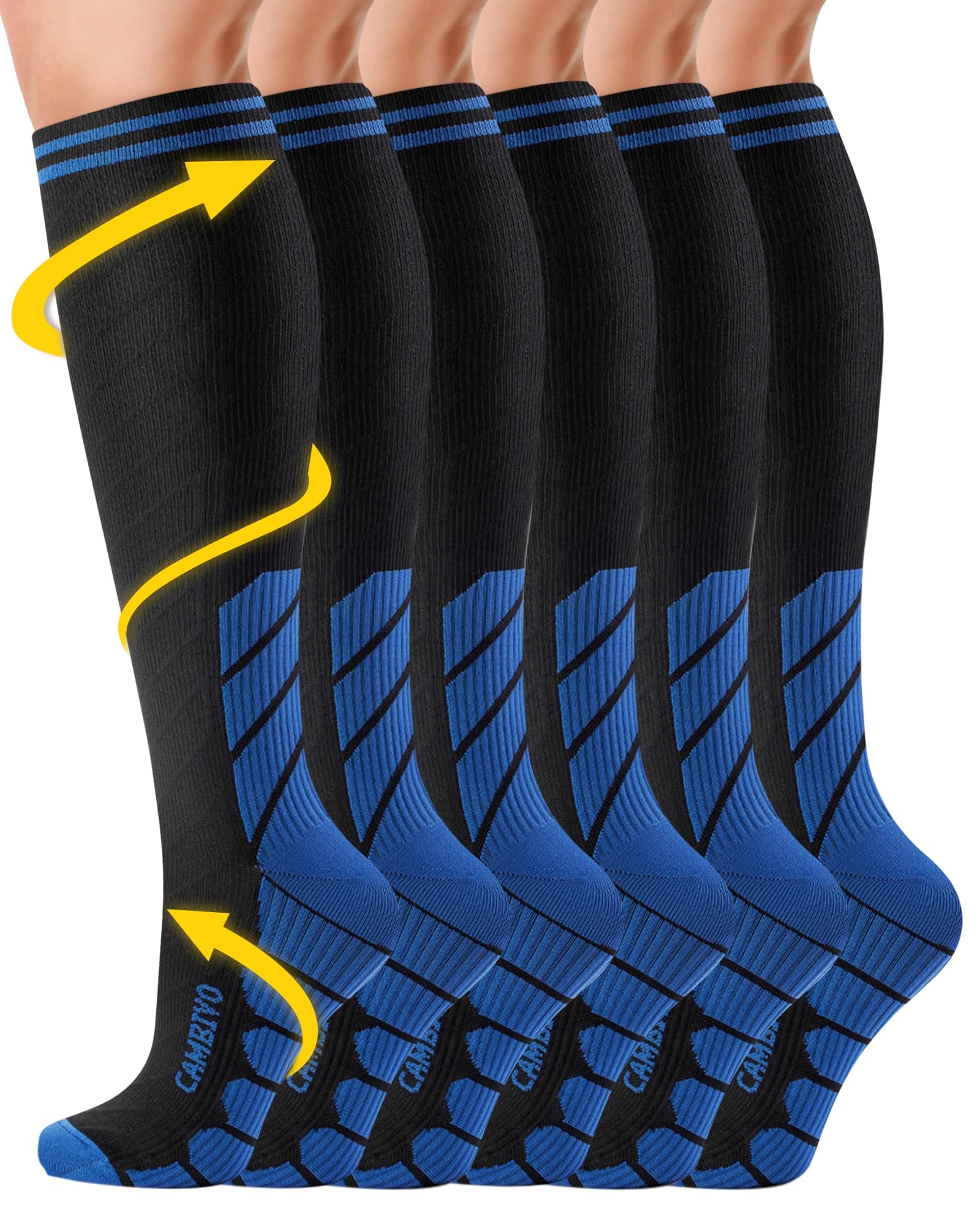 CAMBIVO Calze Compressione Graduata Donna Uomo 3 Paia, Calze a Compressione Graduata 20-30mmHg, Calze Antitrombo Elastiche a Compressione, Gambaletti Calzini per Sportive, Vene Varicose, Aereo, Corsa