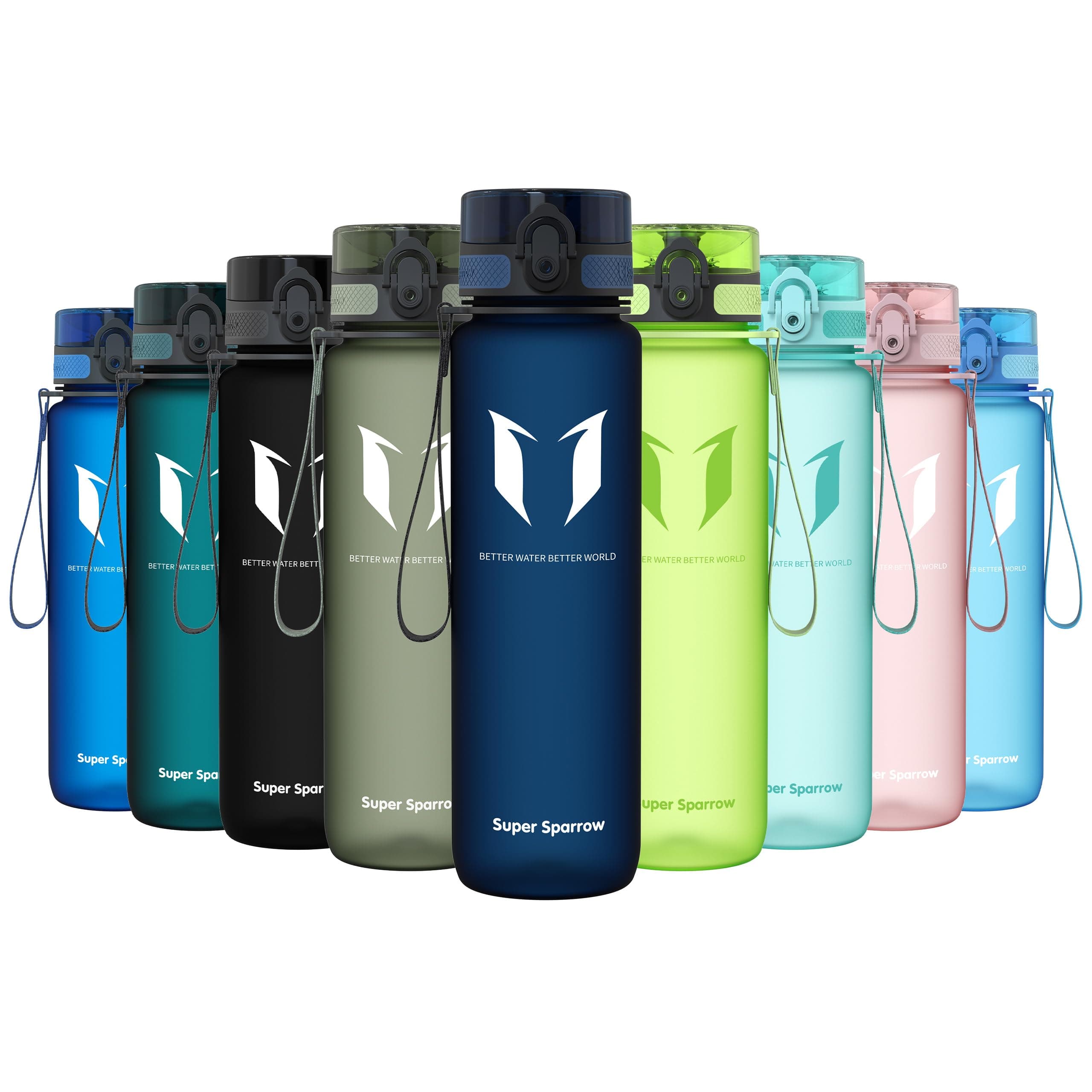 Super Sparrow Trinkflasche - Tritan Wasserflasche - 350ml, 500ml, 750ml, 1000ml - BPA-frei - Ideale Sportflasche - Sport, Wasser, Fahrrad, Fitness, Uni, Outdoor - Leicht, Nachhaltig