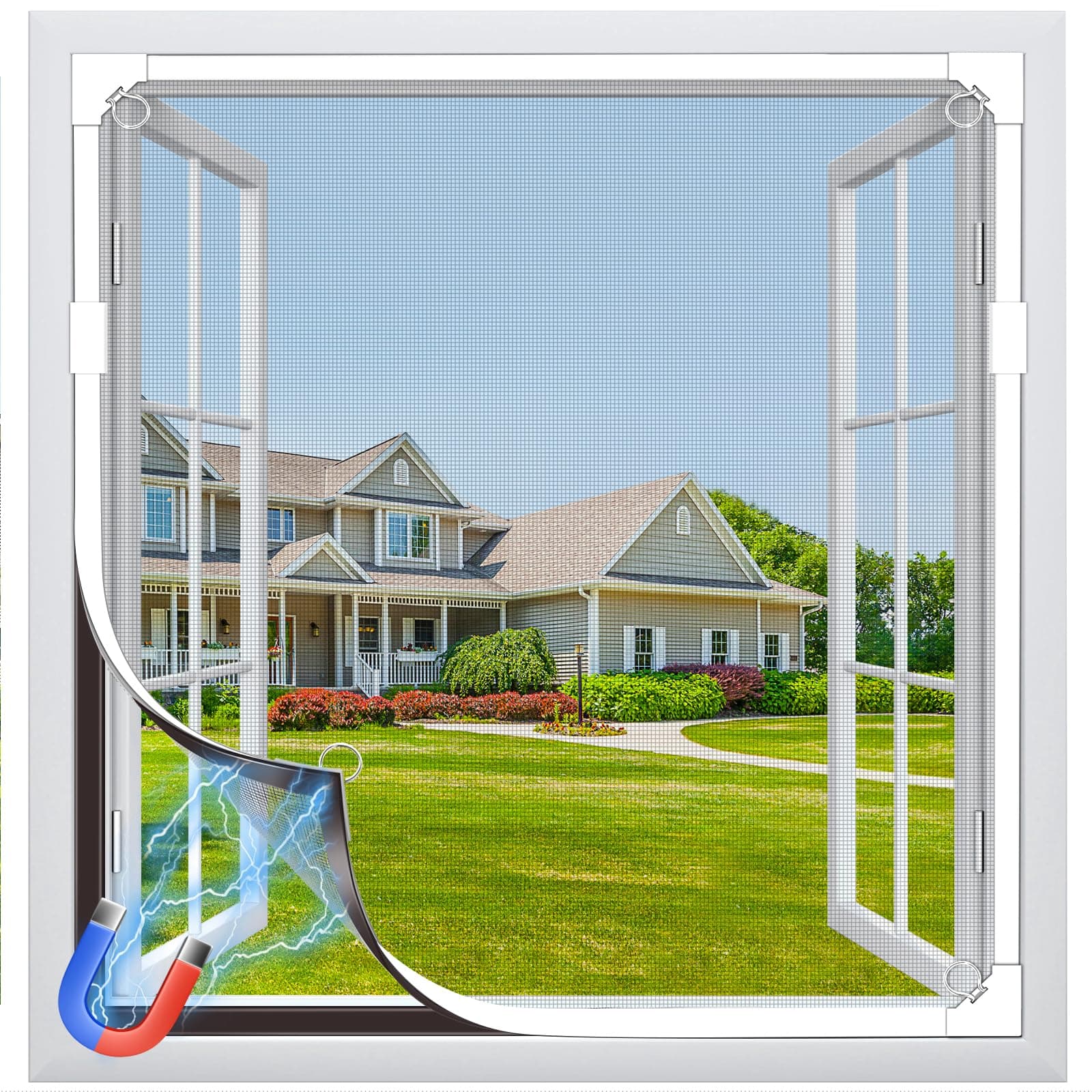 MLEJU Mosquitera Ventana Magnética, 150x180 cm Fibra de Vidrio Premium, Protección Antimosquitos, Fácil Instalación Sin Taladrar, Ajustable Mosquitera Magnetica para Ventana Correderas