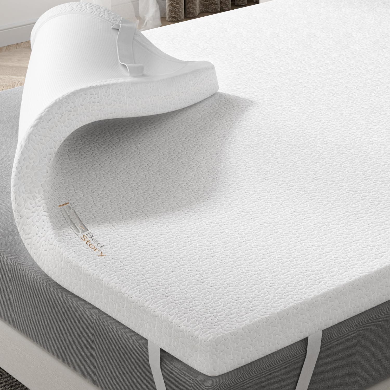 BedStory 6CM Topper 90x190, Topper Viscoelastico con Memoria, Cubrecolchón de Espuma con Memoria, Sobrecolchón Extraíble y Lavable